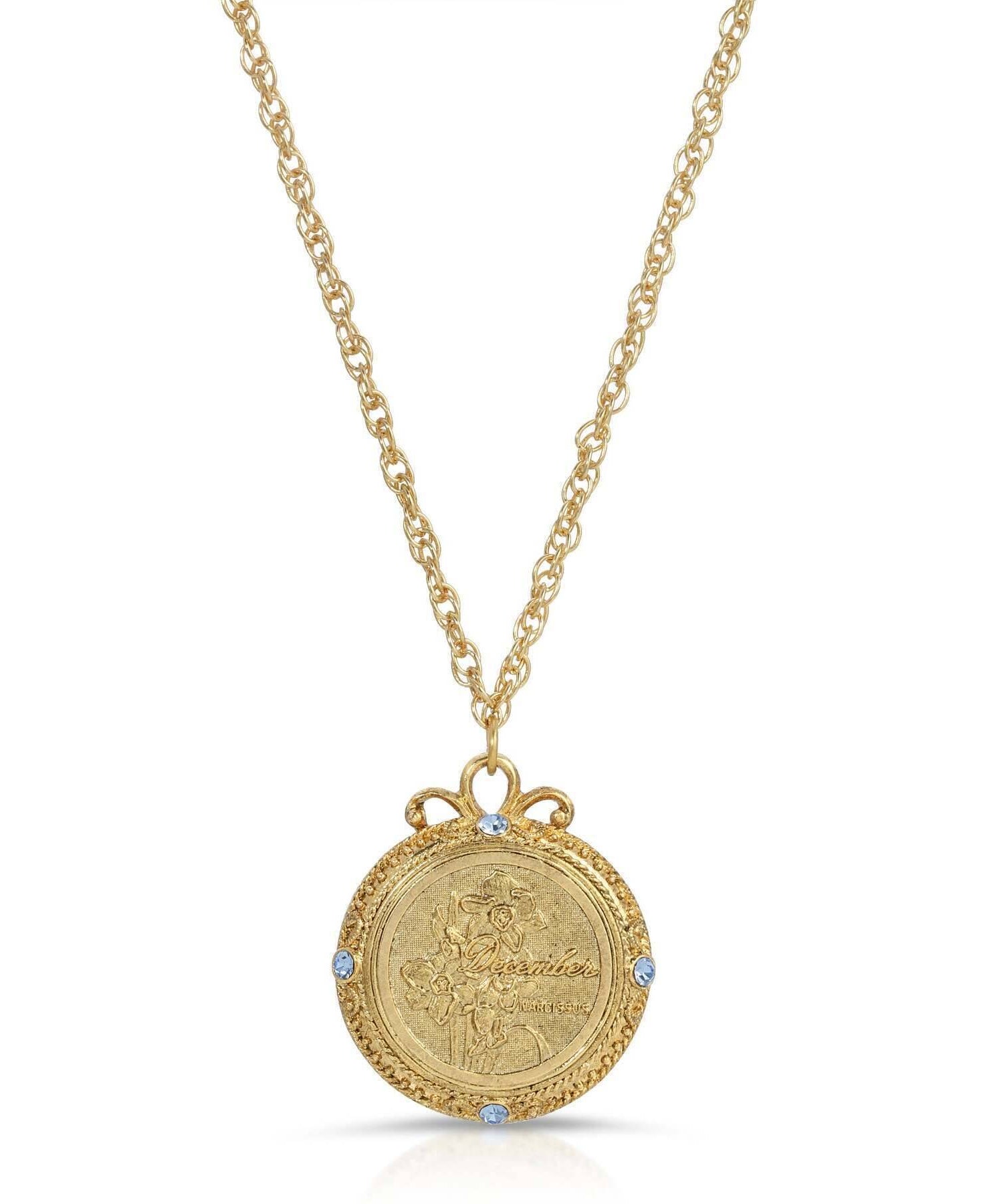 1928 Jewelry Flower of The Month Crystal Pendant Necklace 20"