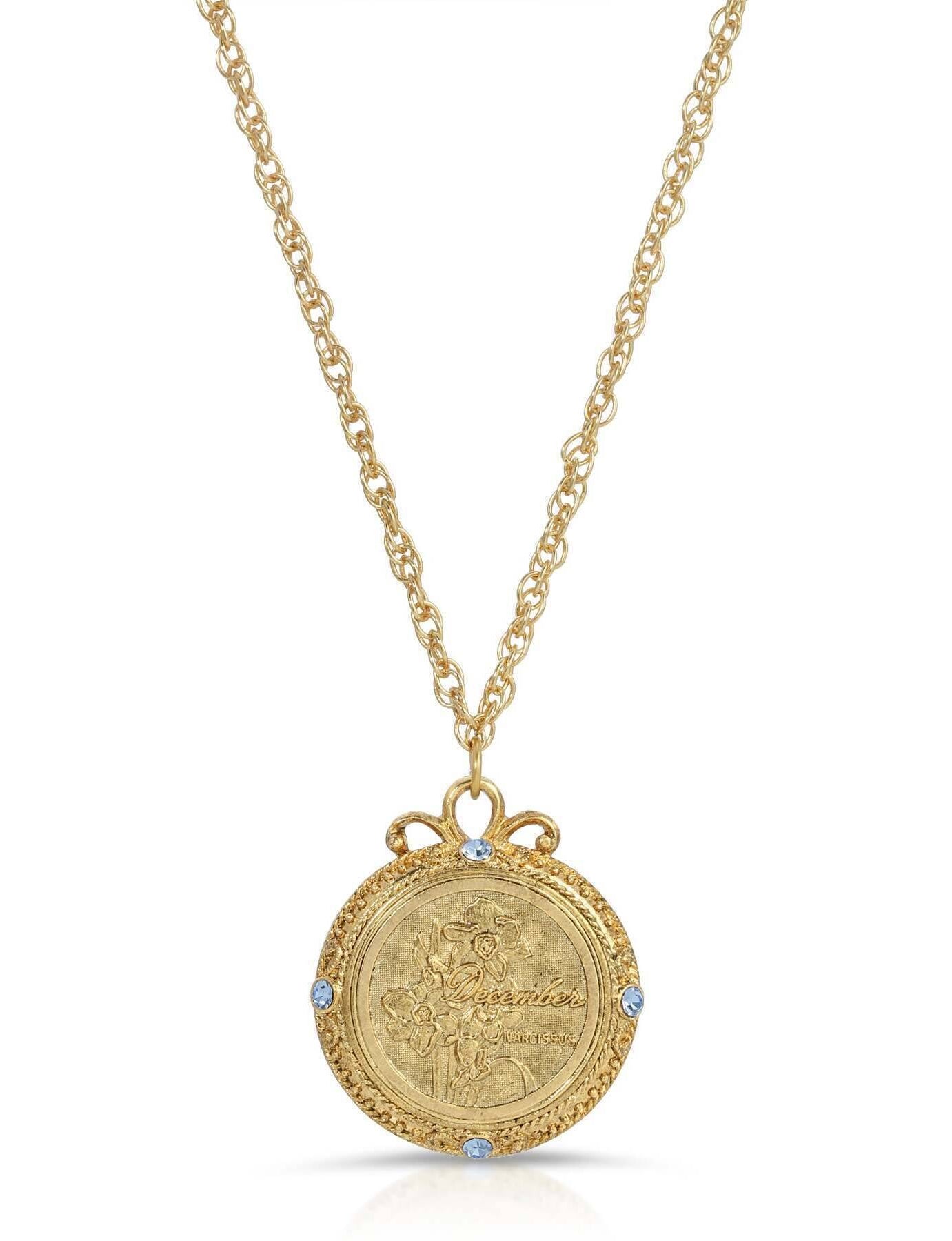 1928 Jewelry Flower of The Month Crystal Pendant Necklace 20"