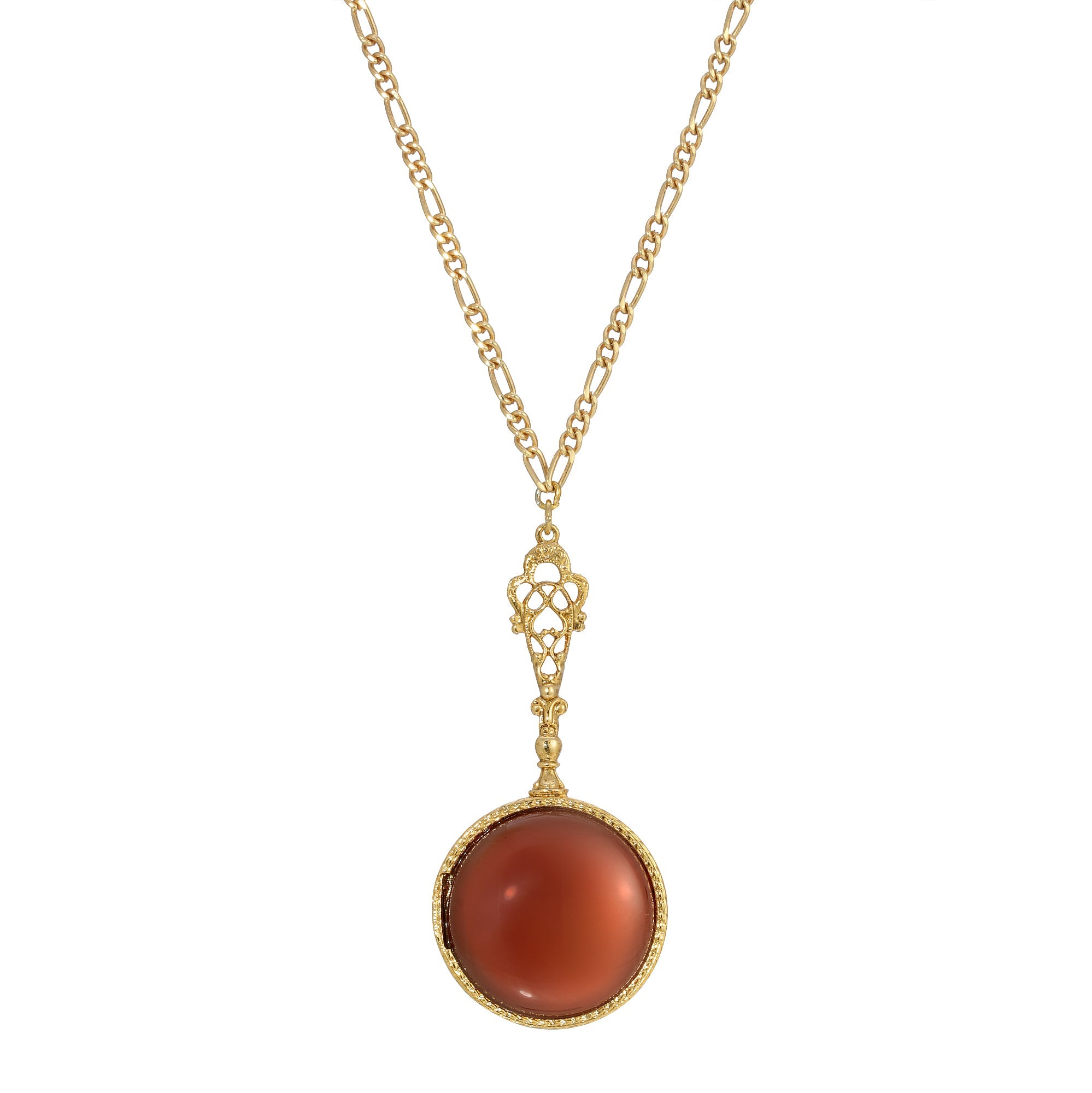 1928 Jewelry Deco Carnelian Semi Precious Gemstone Elegant Pendant Necklace 28"