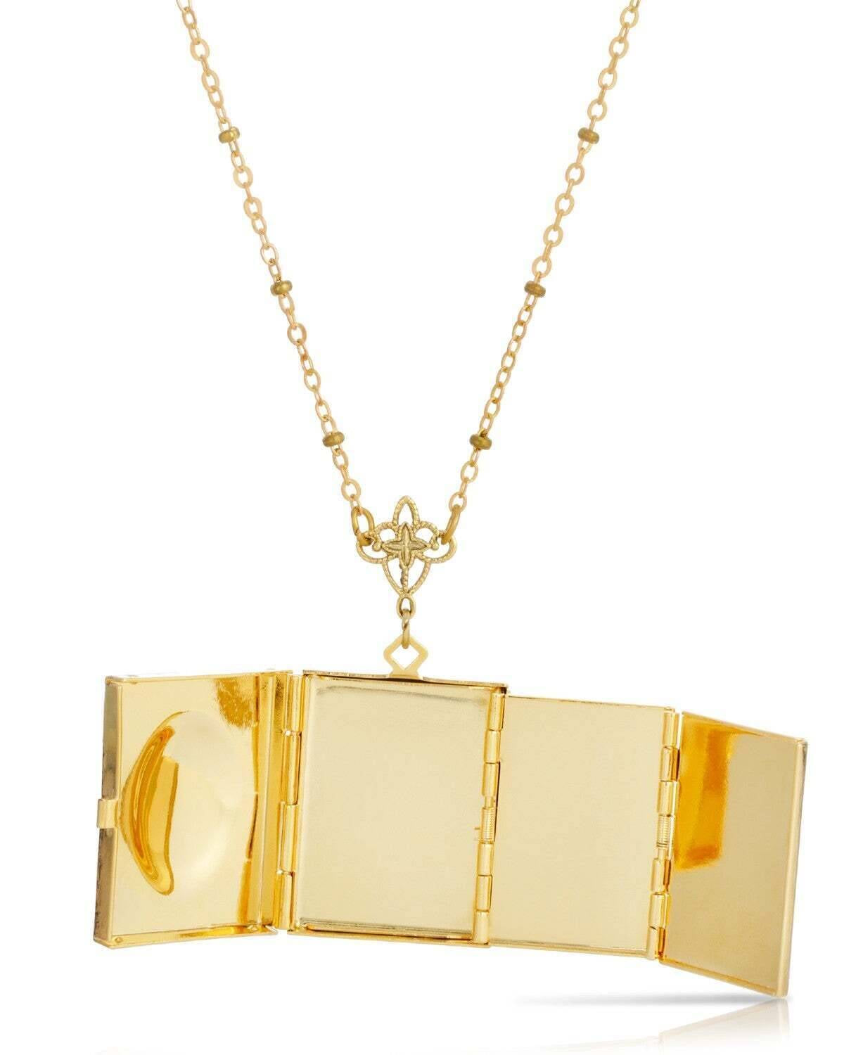 1928 Jewelry Floral 4 Picture Book Locket Necklace 28"