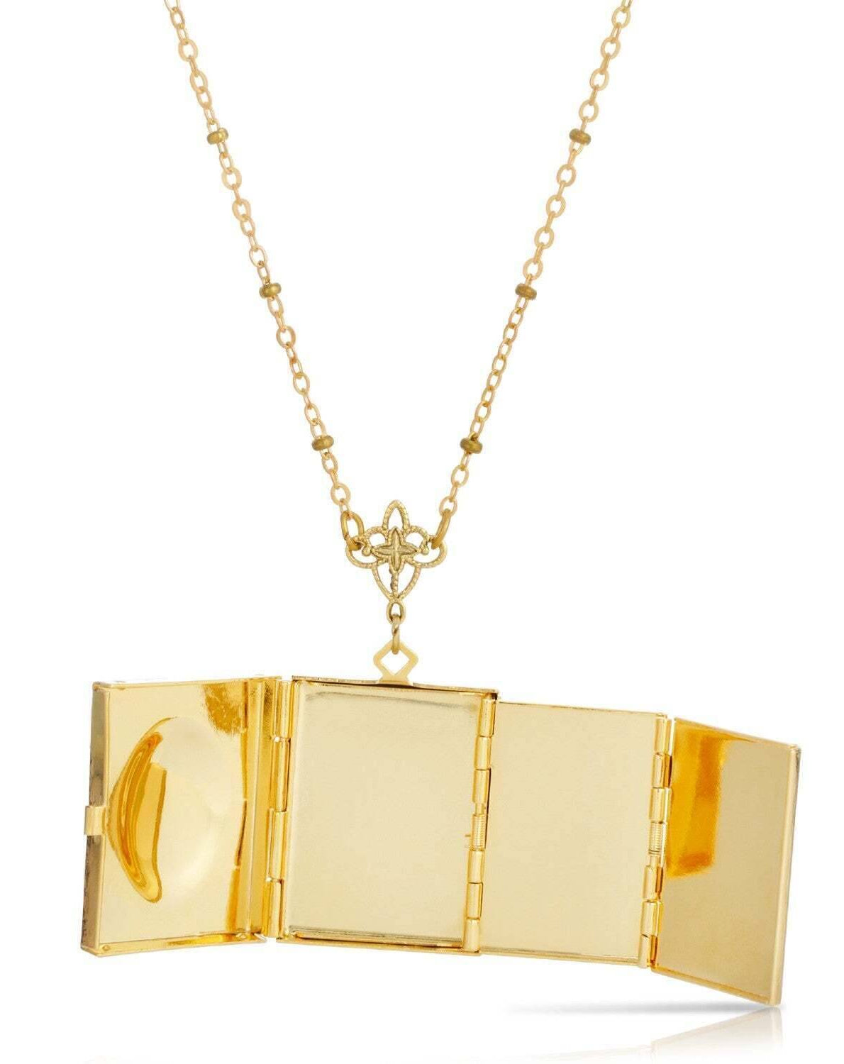 1928 Jewelry Floral 4 Picture Book Locket Necklace 28"