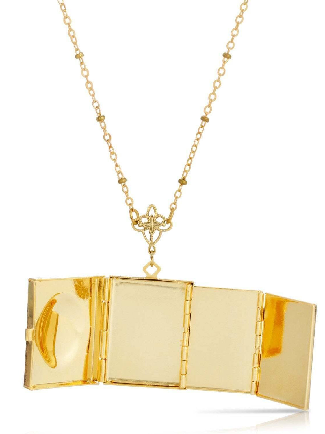 1928 Jewelry Floral 4 Picture Book Locket Necklace 28"