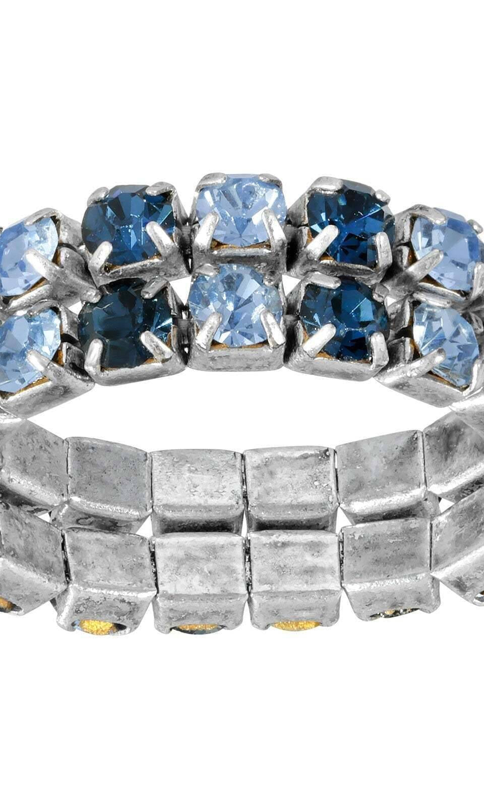 1928 Jewelry Double Stacked Brilliant Crystal Stretch Ring Set