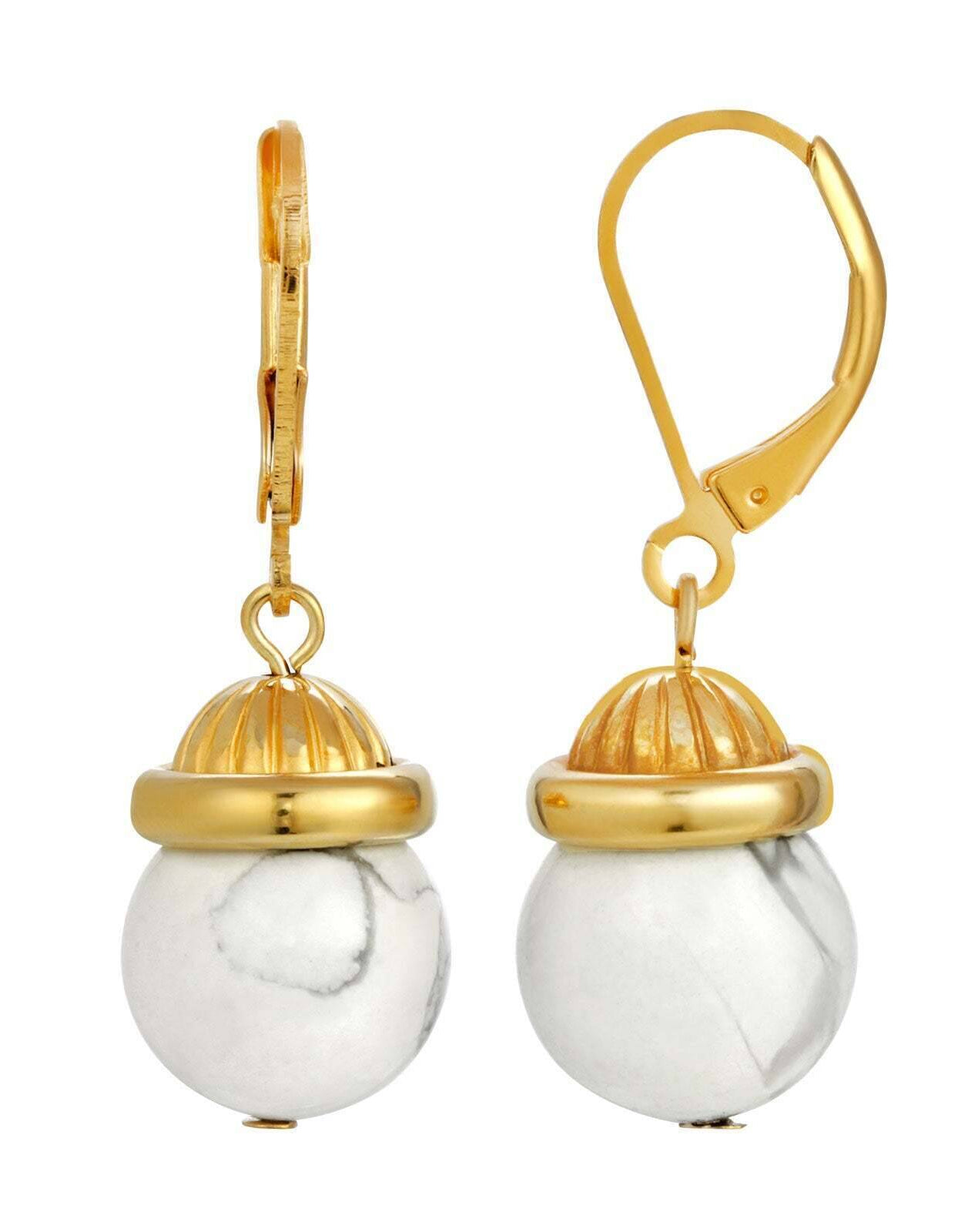 1928 Jewelry Petite Round Gemstone Drop Earrings