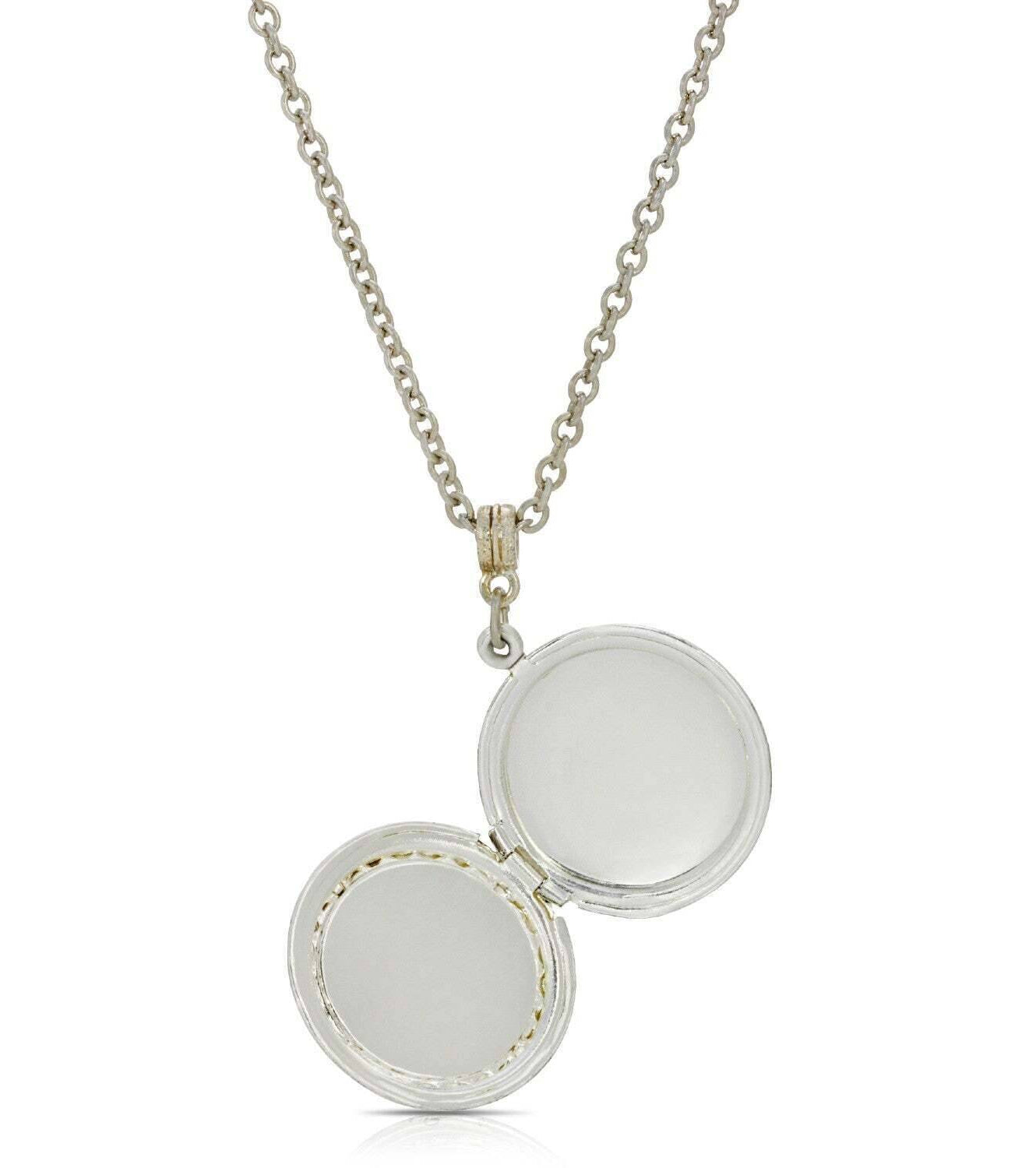 1928 Jewelry Southwest Turquoise Enamel Horse Head Round Locket Necklace 24"