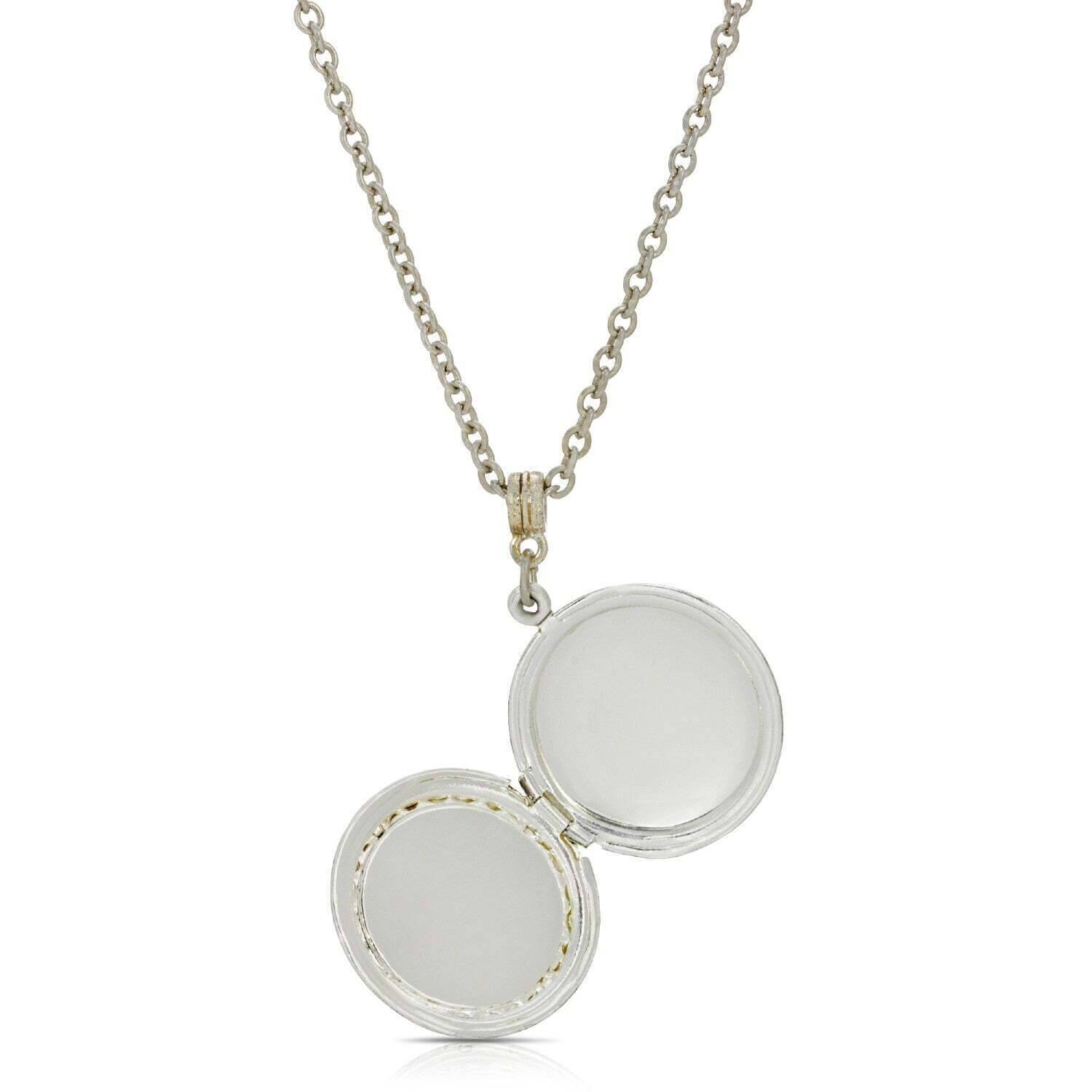 1928 Jewelry Southwest Turquoise Enamel Horse Head Round Locket Necklace 24"