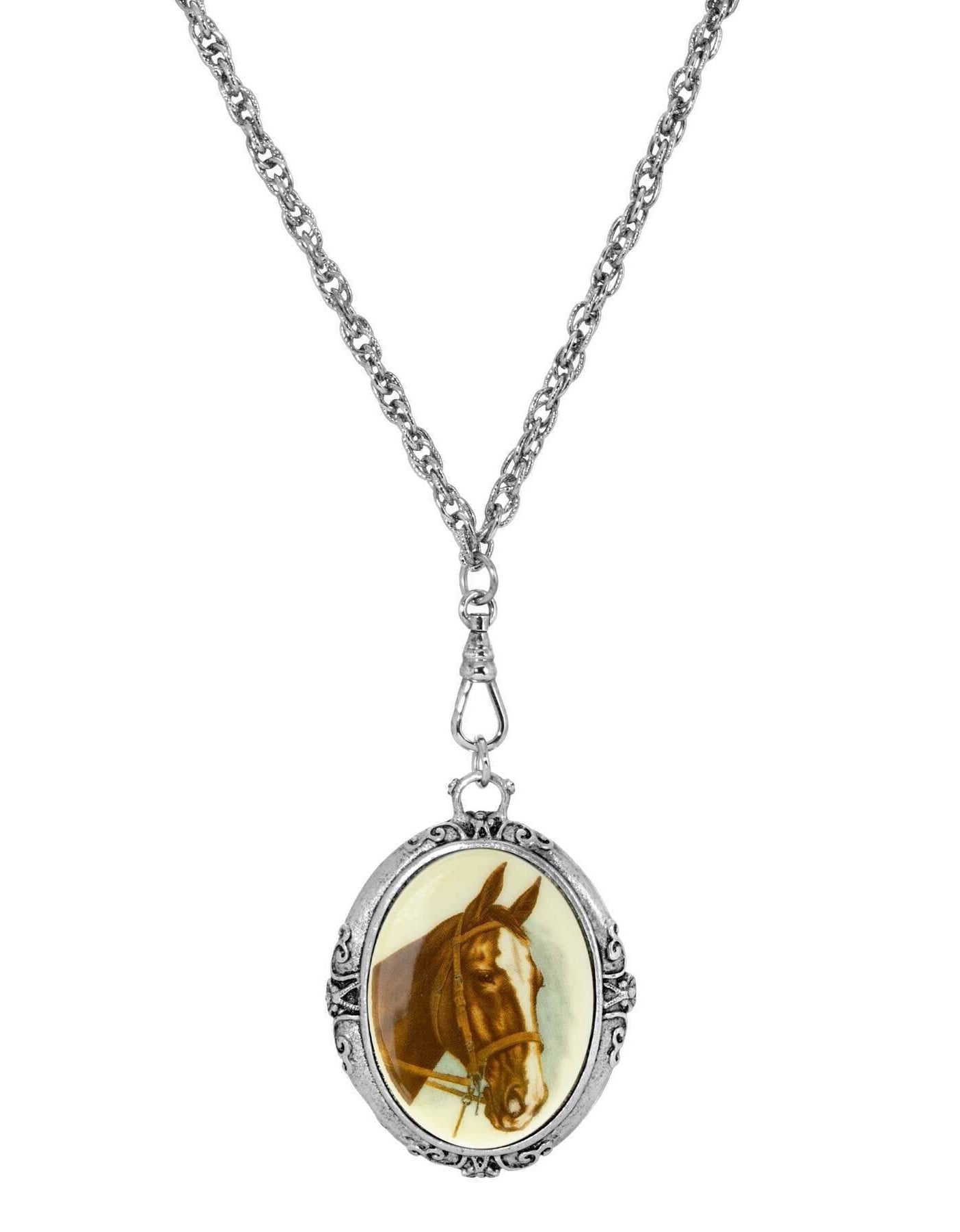 1928 Jewelry Rayo Caballo Oval Stone Swivel Pendant Necklace 30"