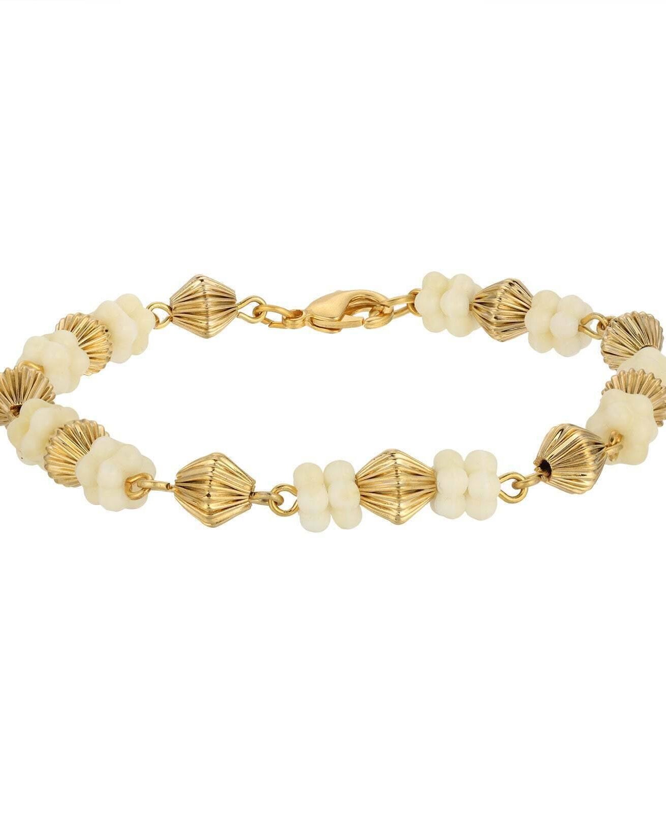 1928 Jewelry Vintage Flower Power Beaded Bracelet, 7.5"L