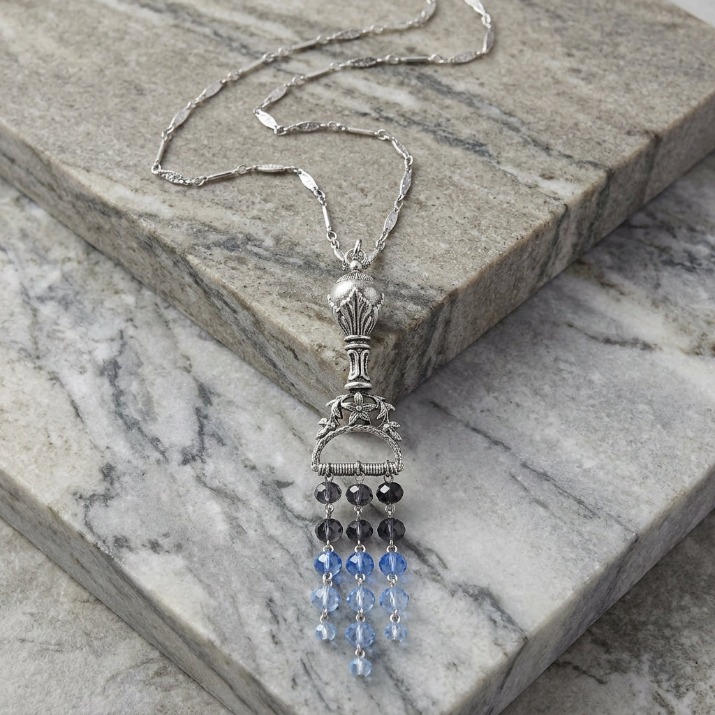 Multi Crystal Chandelier Ornamental Pendant on marble surface