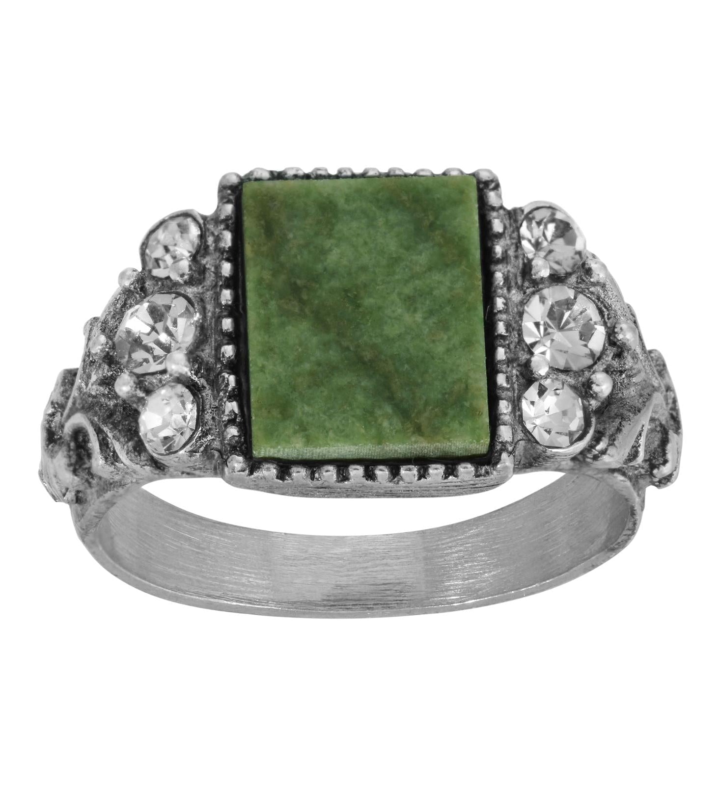 1928 Jewelry Jade Gemstone Crystal Accent Ring