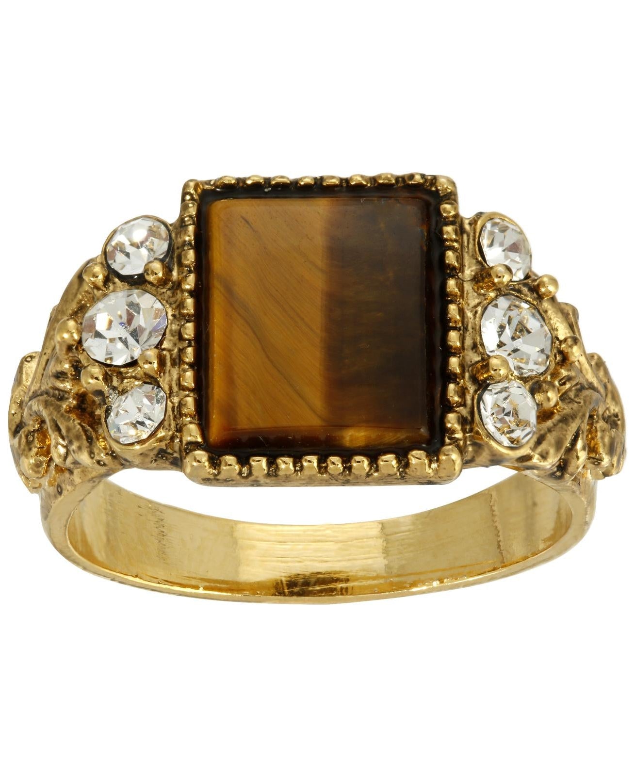1928 Jewelry Tigers Eye Gemstone Crystal Accent Ring