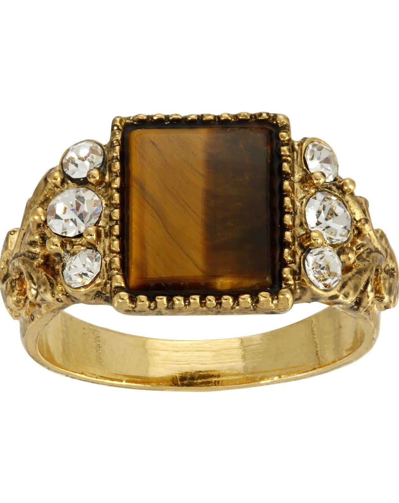 1928 Jewelry Tigers Eye Gemstone Crystal Accent Ring