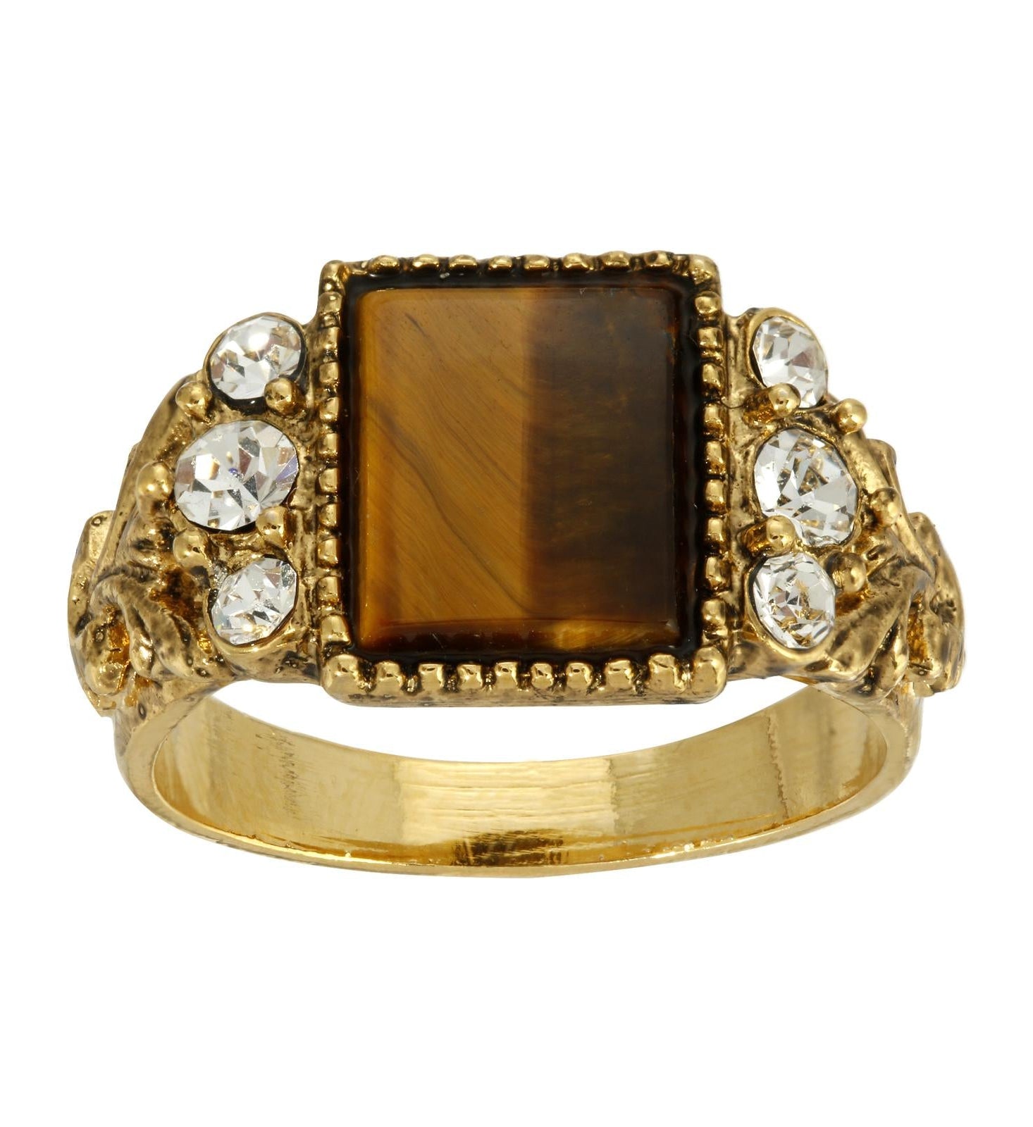 1928 Jewelry Tigers Eye Gemstone Crystal Accent Ring