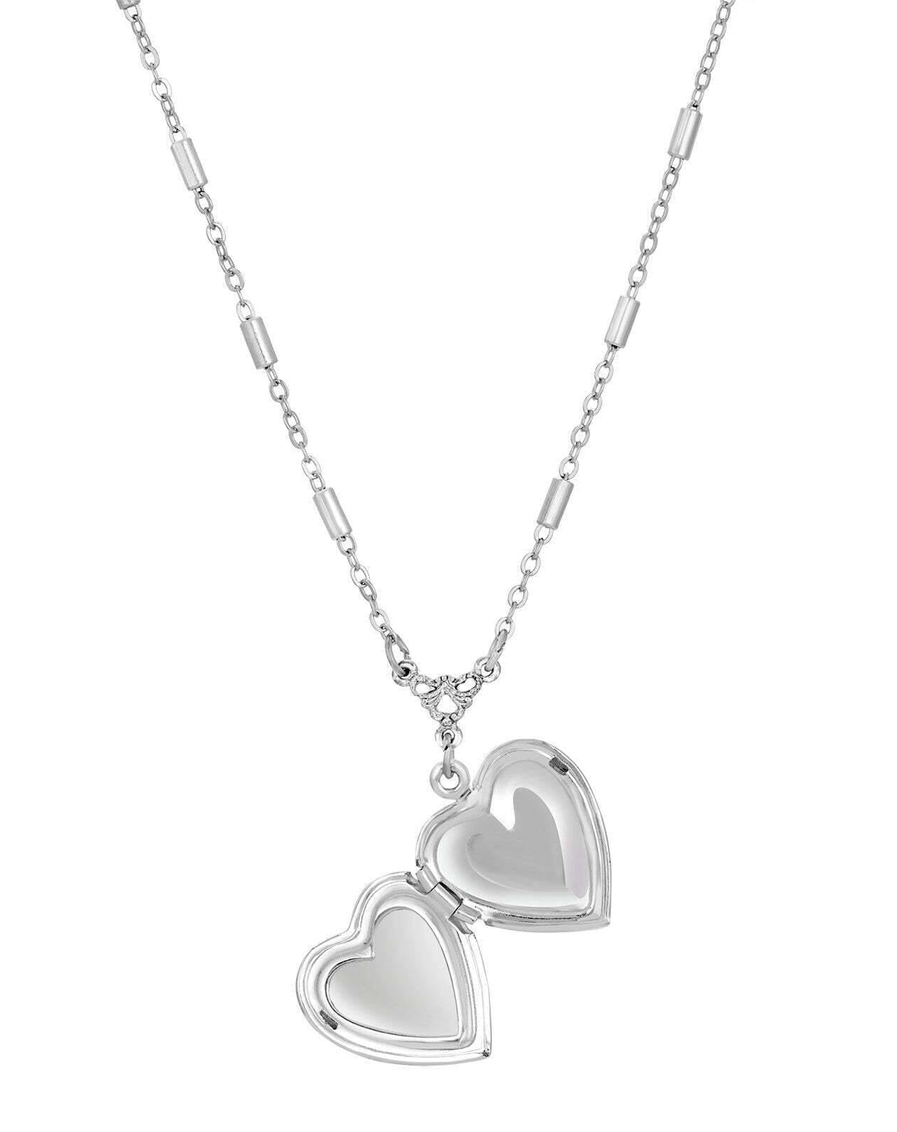 1928 Jewelry Sapphire Blue Horse Heart Locket Necklace 16" + 3" Extender