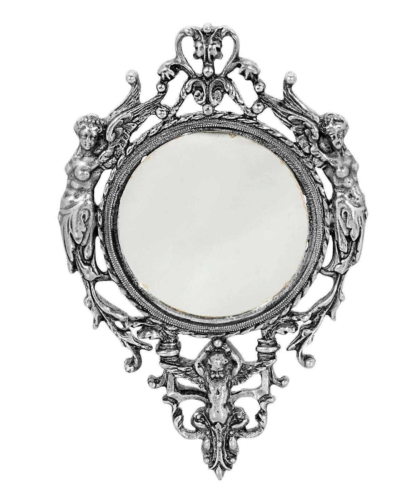 1928 Jewelry Los Angeles Crystal Flower Handheld Lipstick Mirror