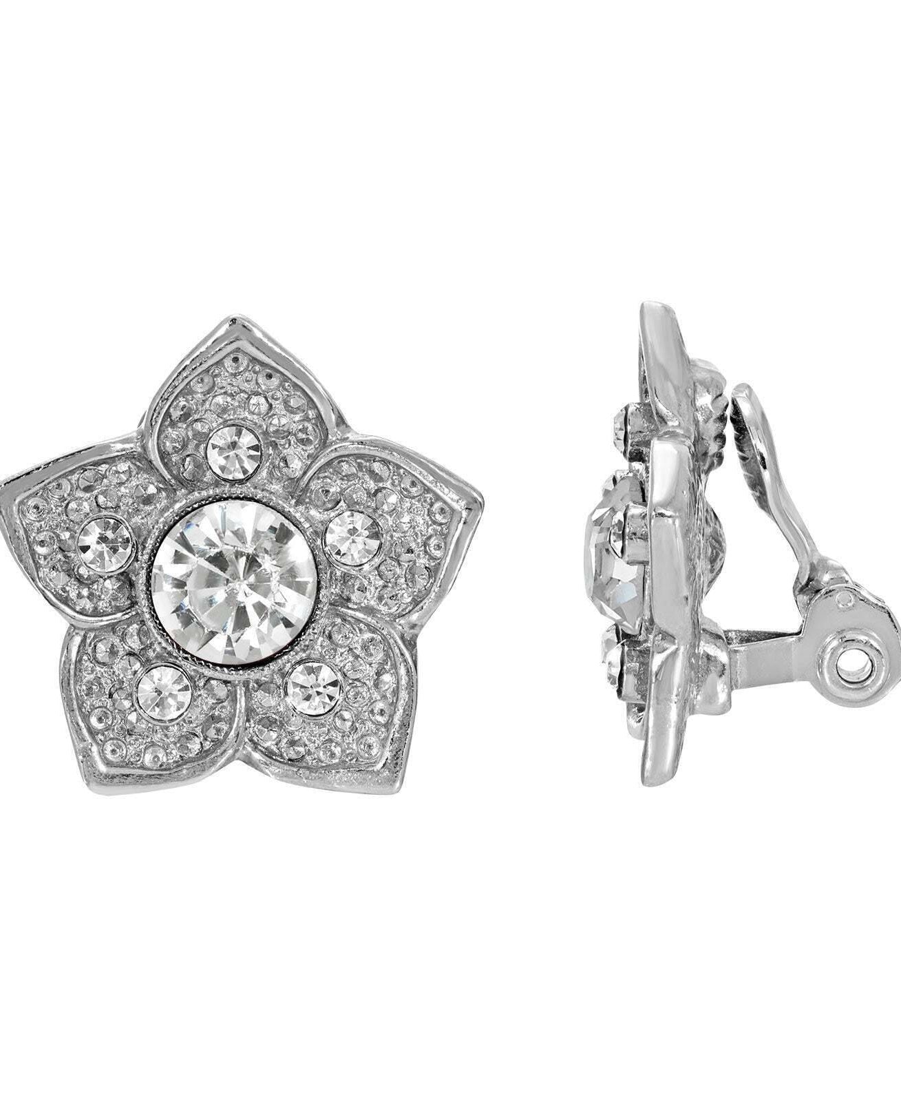1928 Jewelry Star Flower Crystal Clip On Earrings