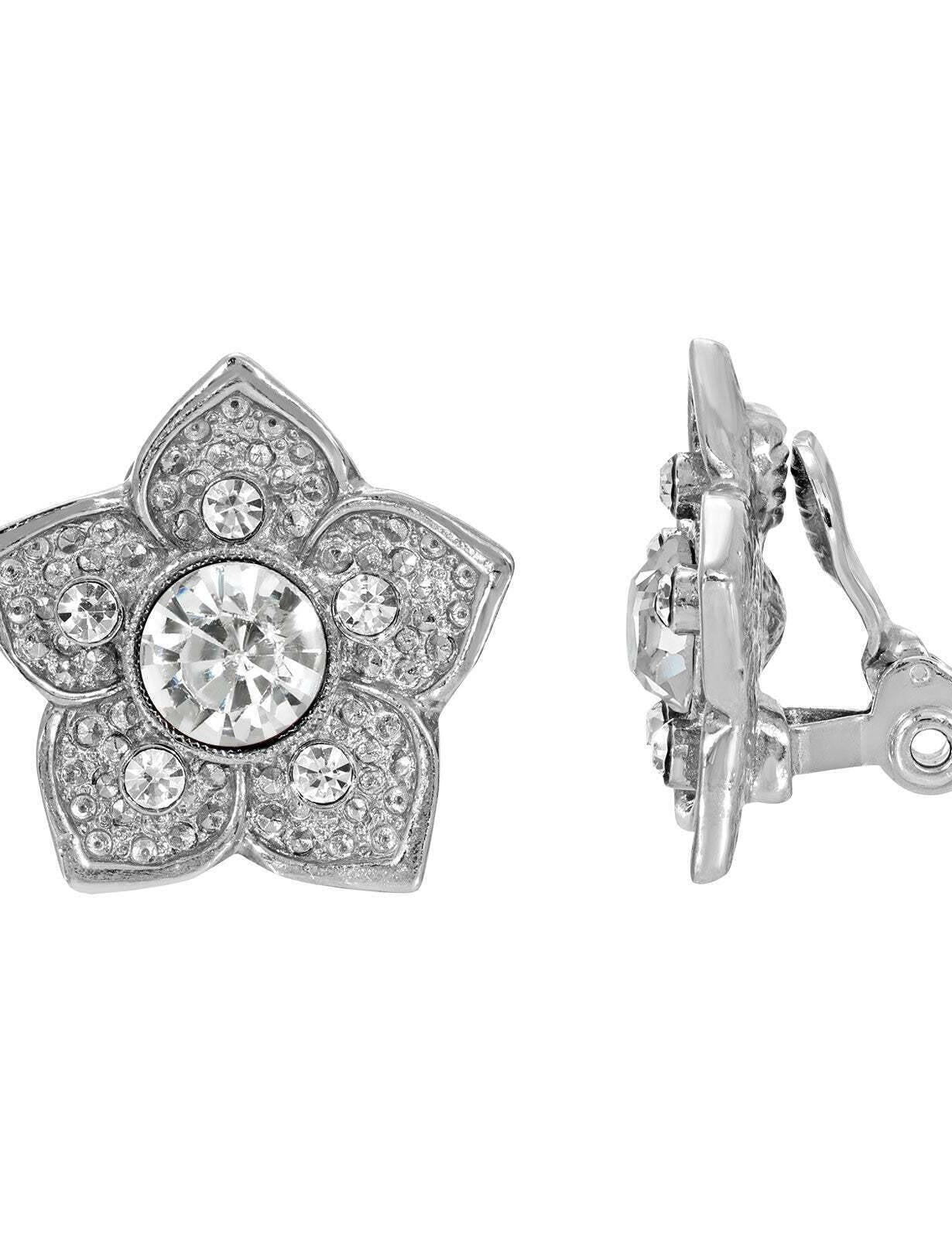 1928 Jewelry Star Flower Crystal Clip On Earrings
