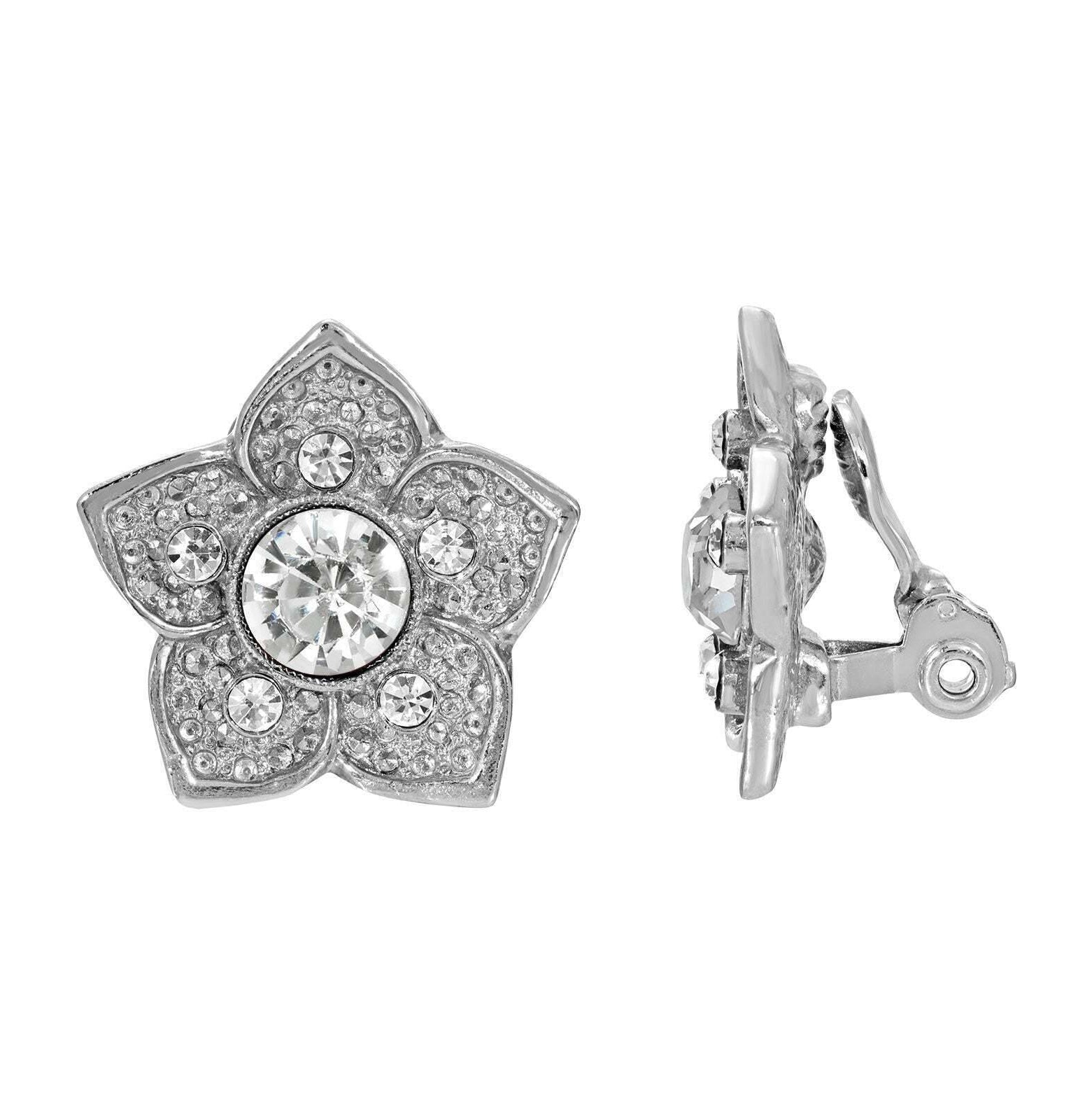 1928 Jewelry Star Flower Crystal Clip On Earrings