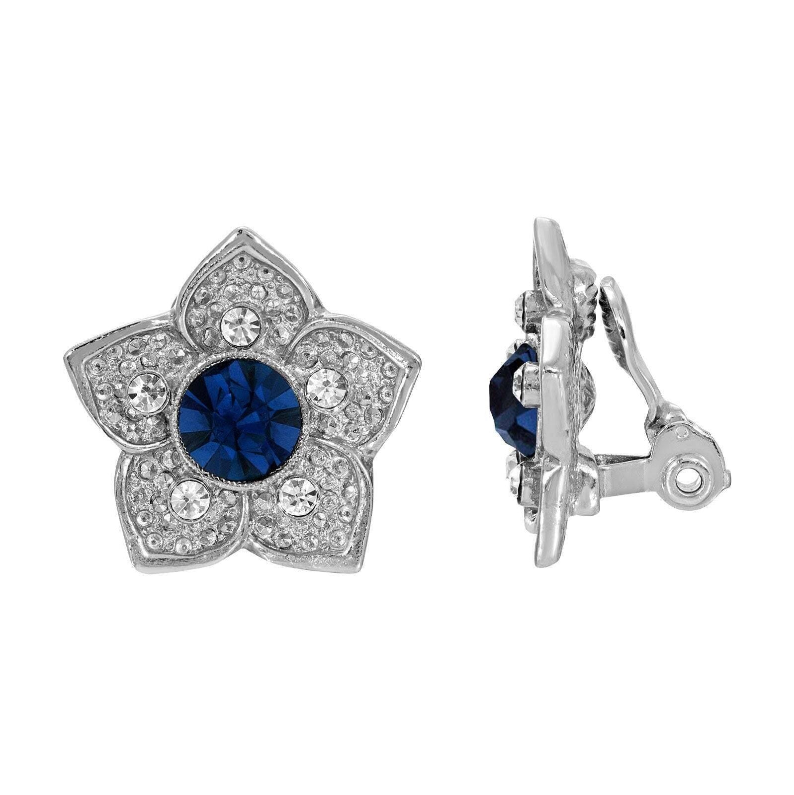 1928 Jewelry Star Flower Crystal Clip On Earrings