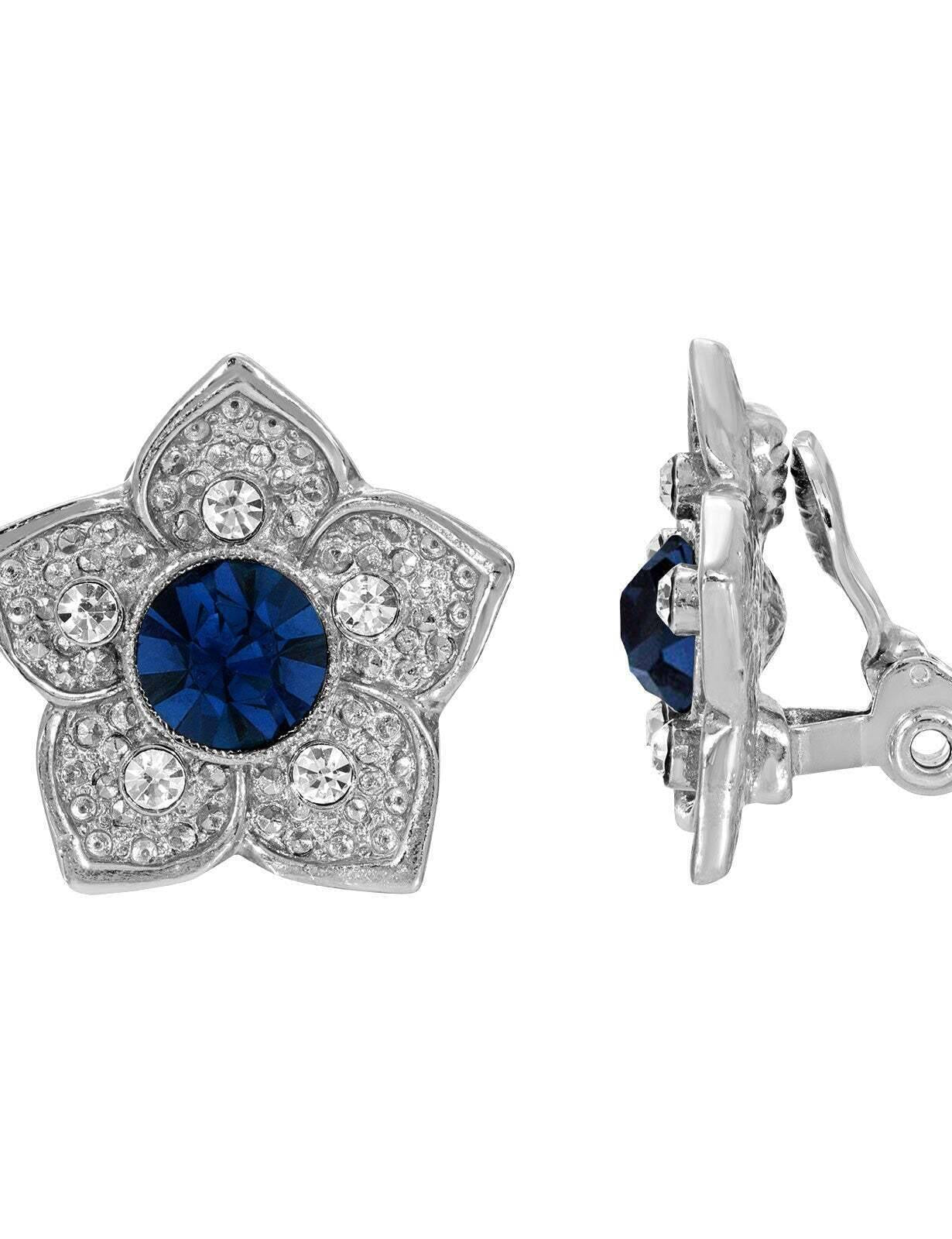 1928 Jewelry Star Flower Crystal Clip On Earrings