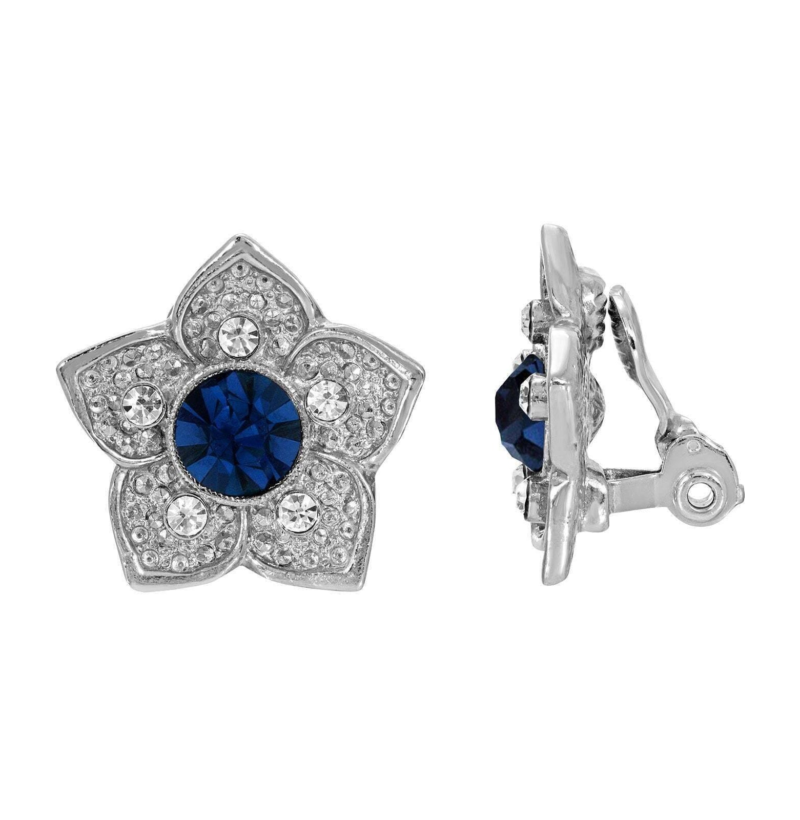 1928 Jewelry Star Flower Crystal Clip On Earrings