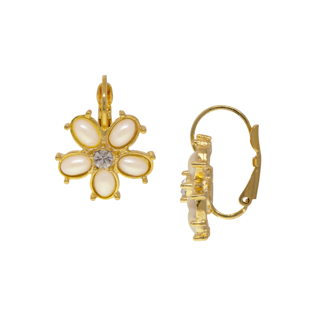1928 Jewelry La Belle Faux Pearl & Crystal Drop Earrings