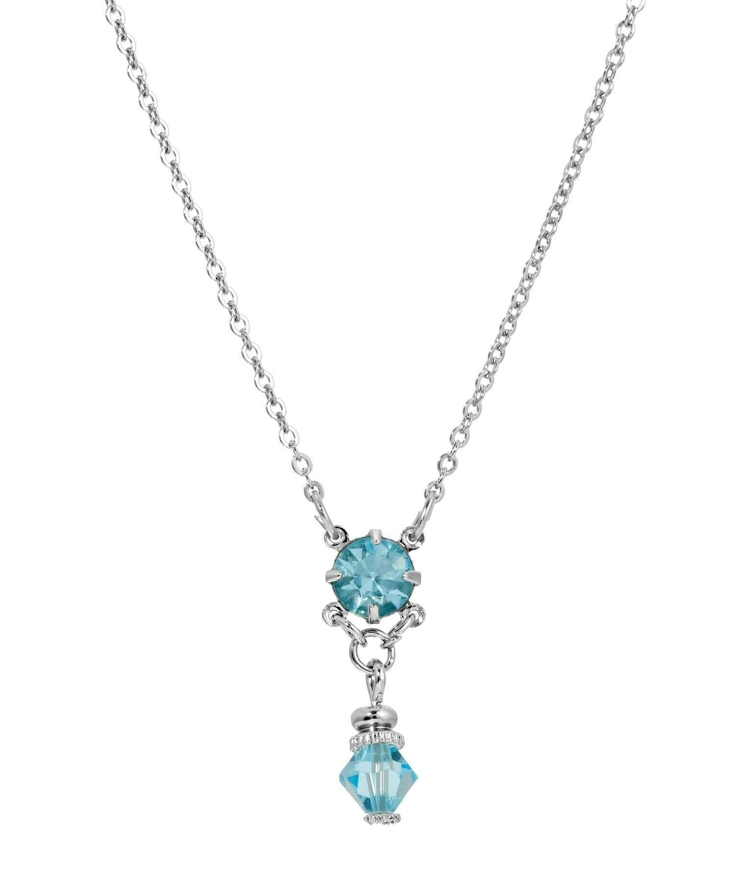 1928 Jewelry Deco Flare Crystal Drop Pendant Necklace 18"