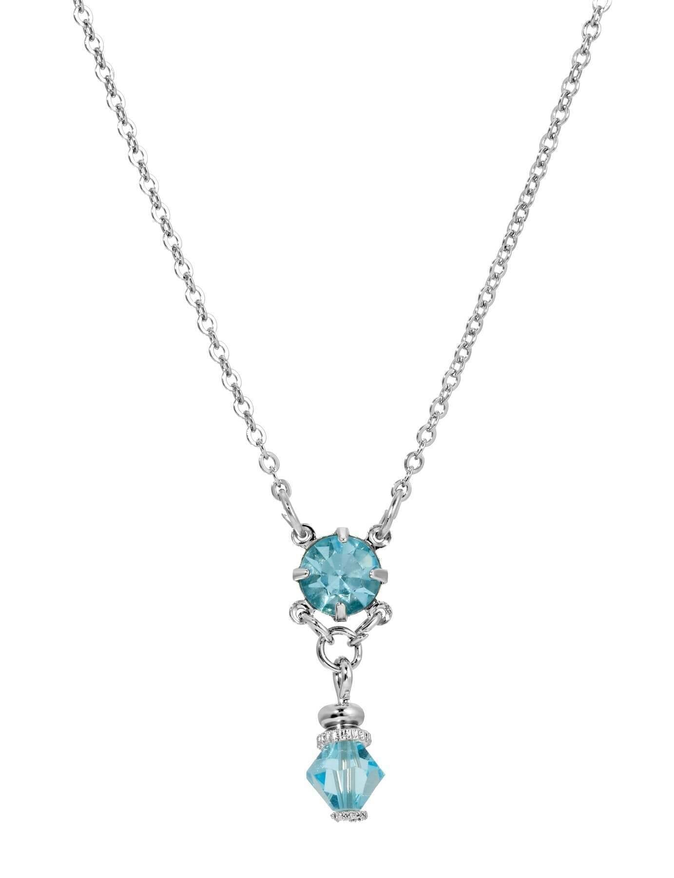 1928 Jewelry Deco Flare Crystal Drop Pendant Necklace 18"