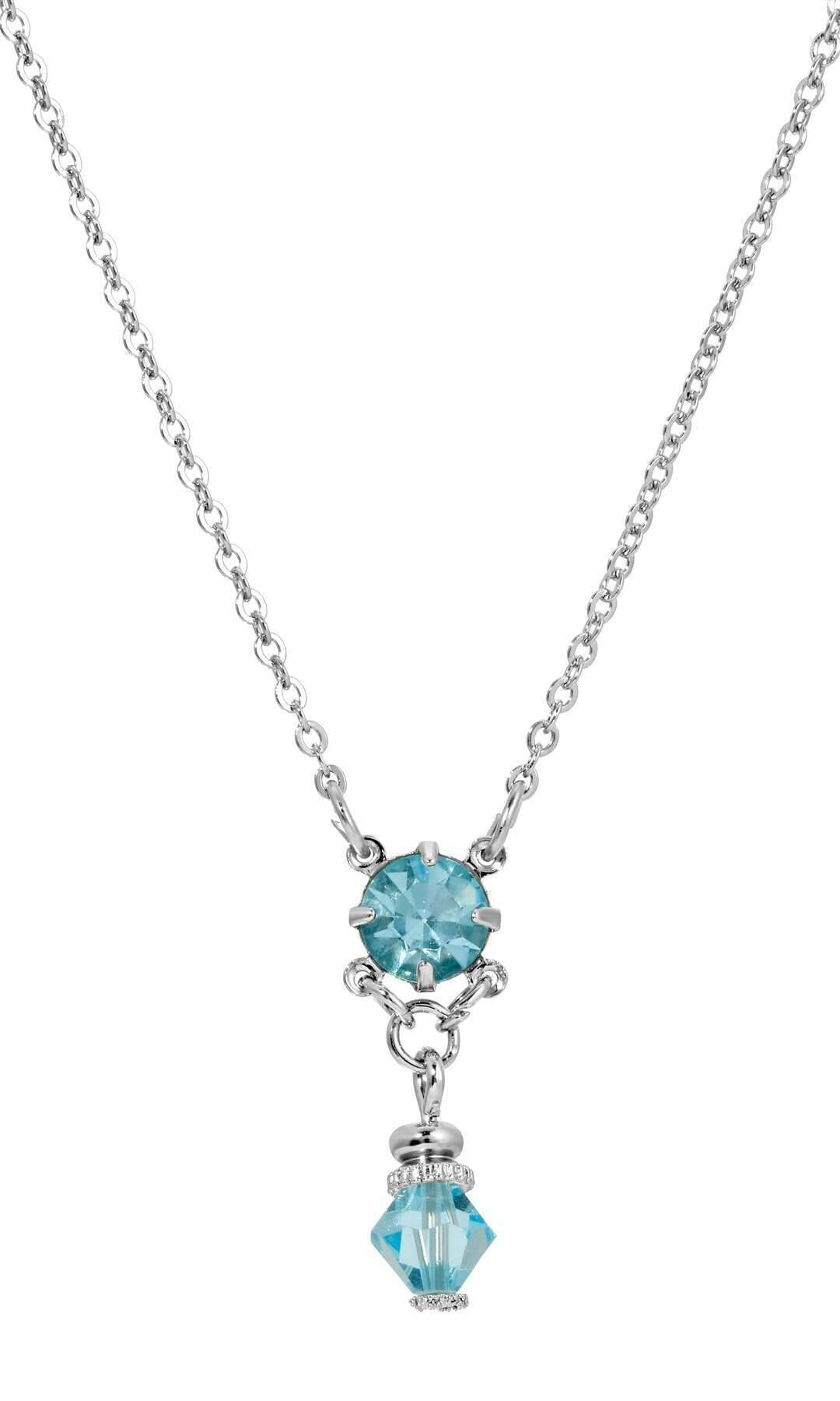 1928 Jewelry Deco Flare Crystal Drop Pendant Necklace 18"