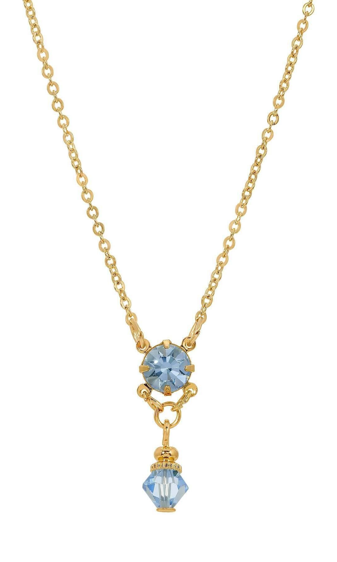 1928 Jewelry Deco Flare Crystal Drop Pendant Necklace 18"