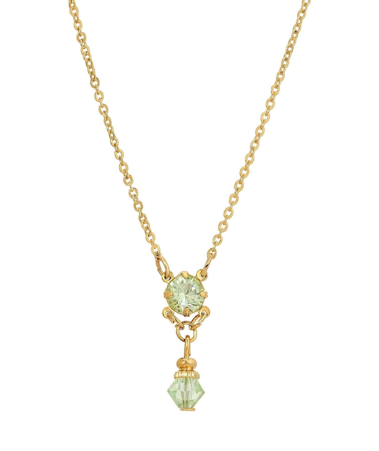 1928 Jewelry Deco Flare Crystal Drop Pendant Necklace 18"