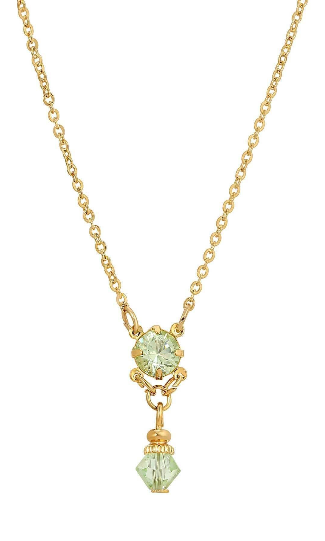 1928 Jewelry Deco Flare Crystal Drop Pendant Necklace 18"