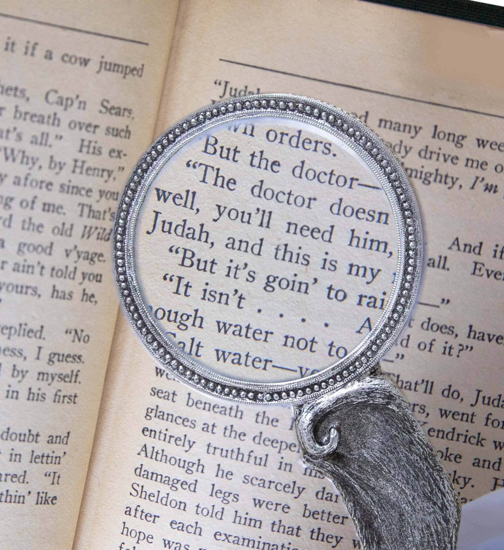 1928 Jewelry Light Sapphire Blue Crystal Cat Handheld Magnifying Glass - Magnification Power 1-2X