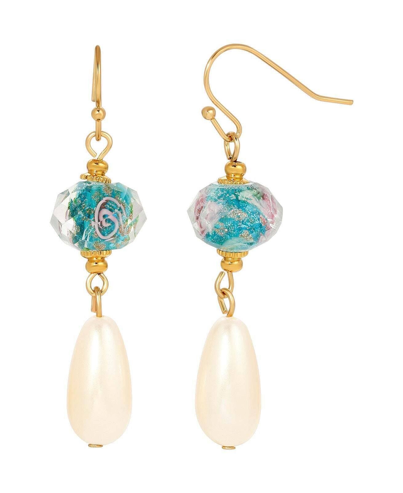 1928 Jewelry Pink Bel Fiore Bead Faux Pearl Drop Earrings