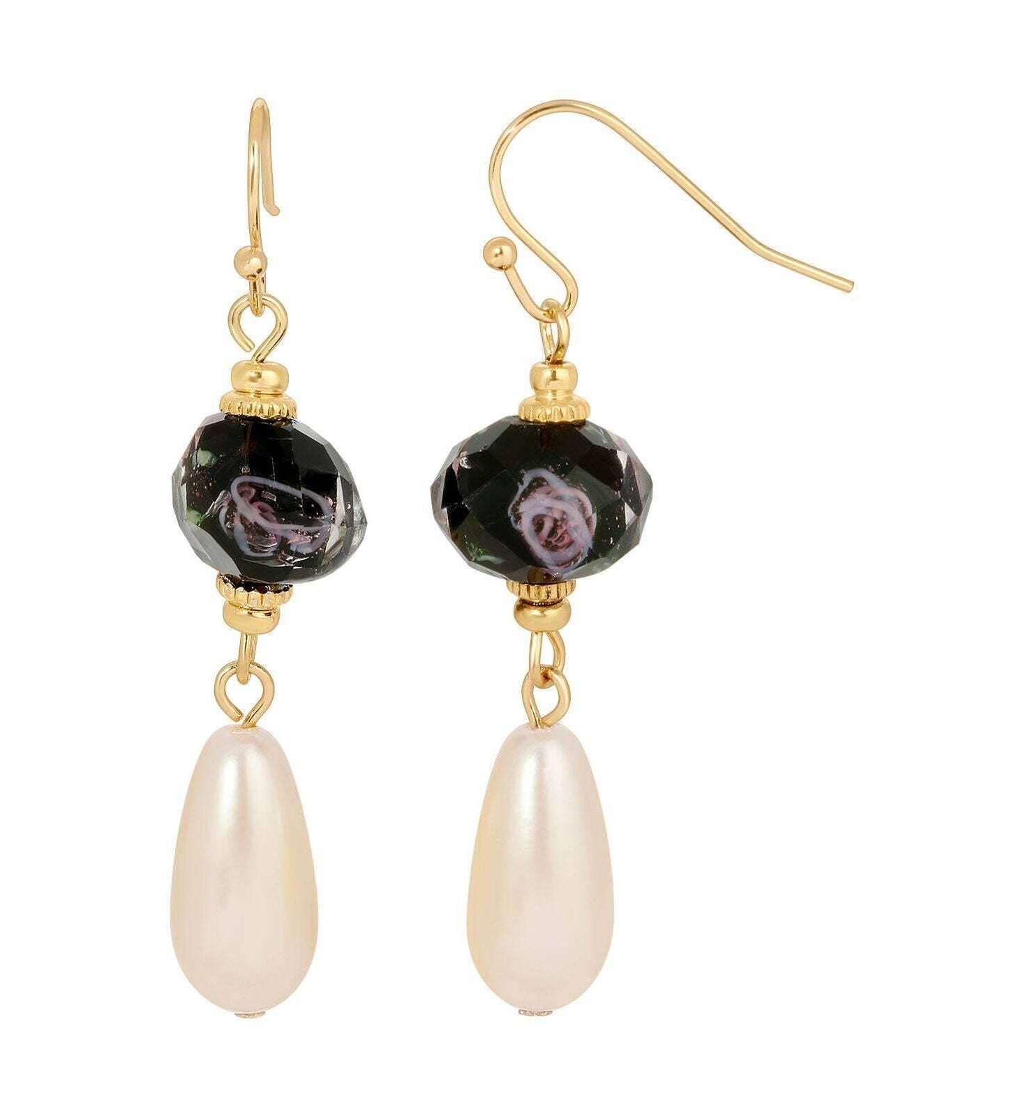 1928 Jewelry Pink Bel Fiore Bead Faux Pearl Drop Earrings