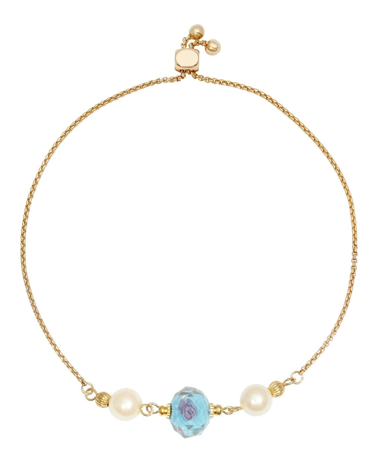 1928 Jewelry Bel Fiore Pink Glass Bead Faux Pearl Adjustable Bracelet