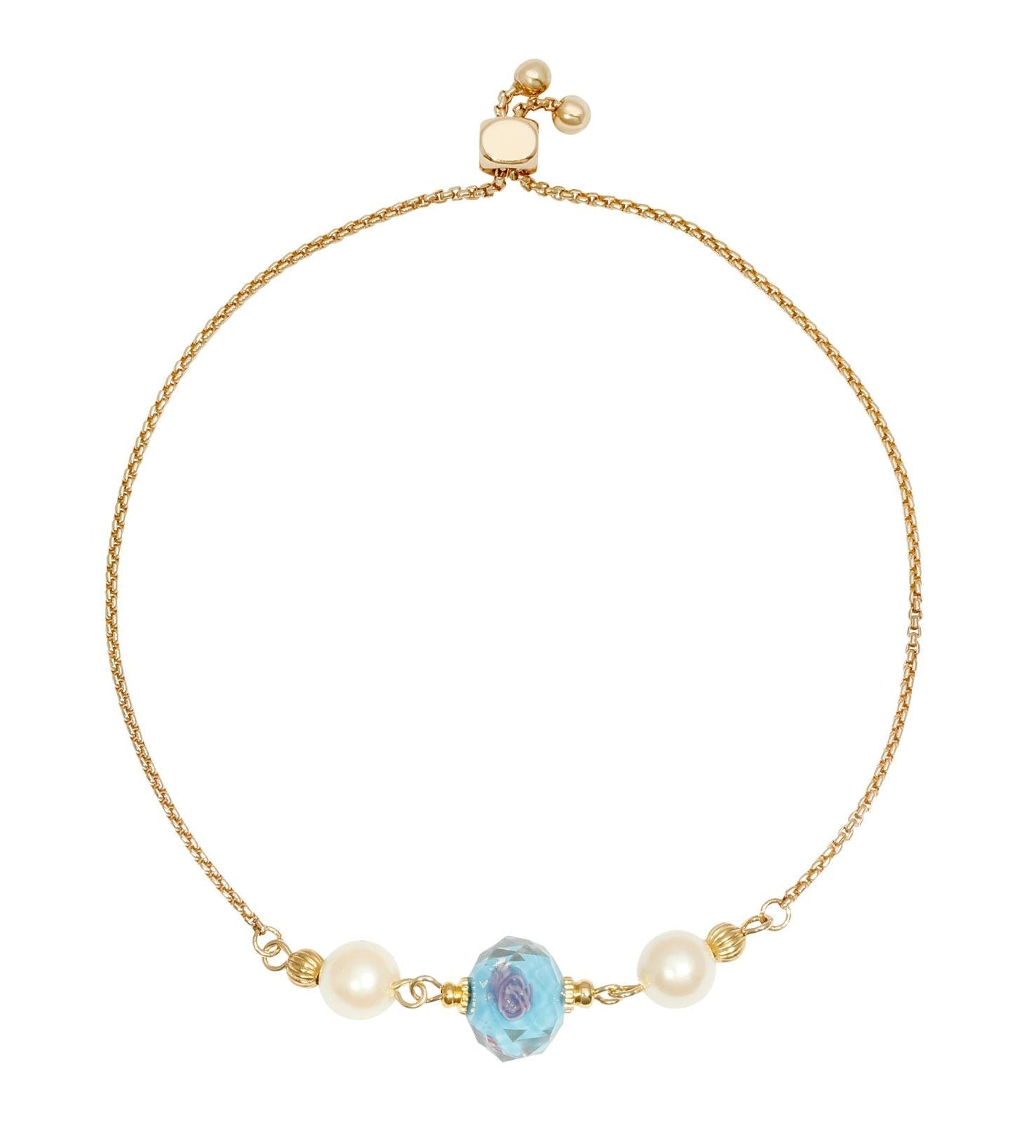 1928 Jewelry Bel Fiore Pink Glass Bead Faux Pearl Adjustable Bracelet