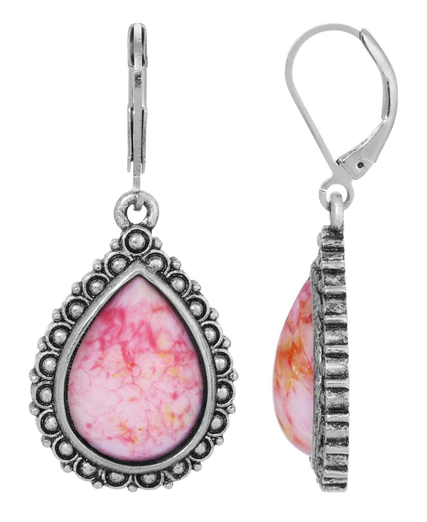 1928 Jewelry Moda Antiqued Teardrop Stone Drop Earrings