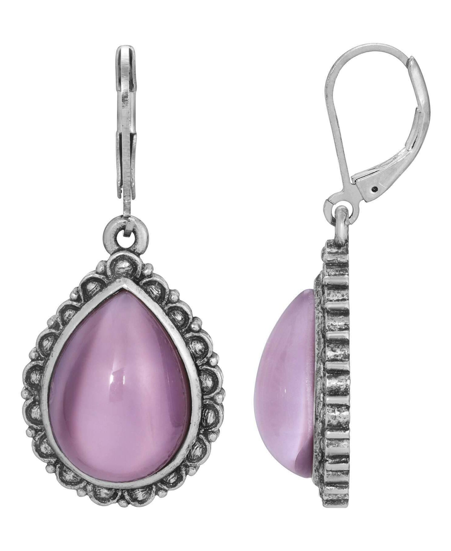 1928 Jewelry Moda Antiqued Teardrop Stone Drop Earrings