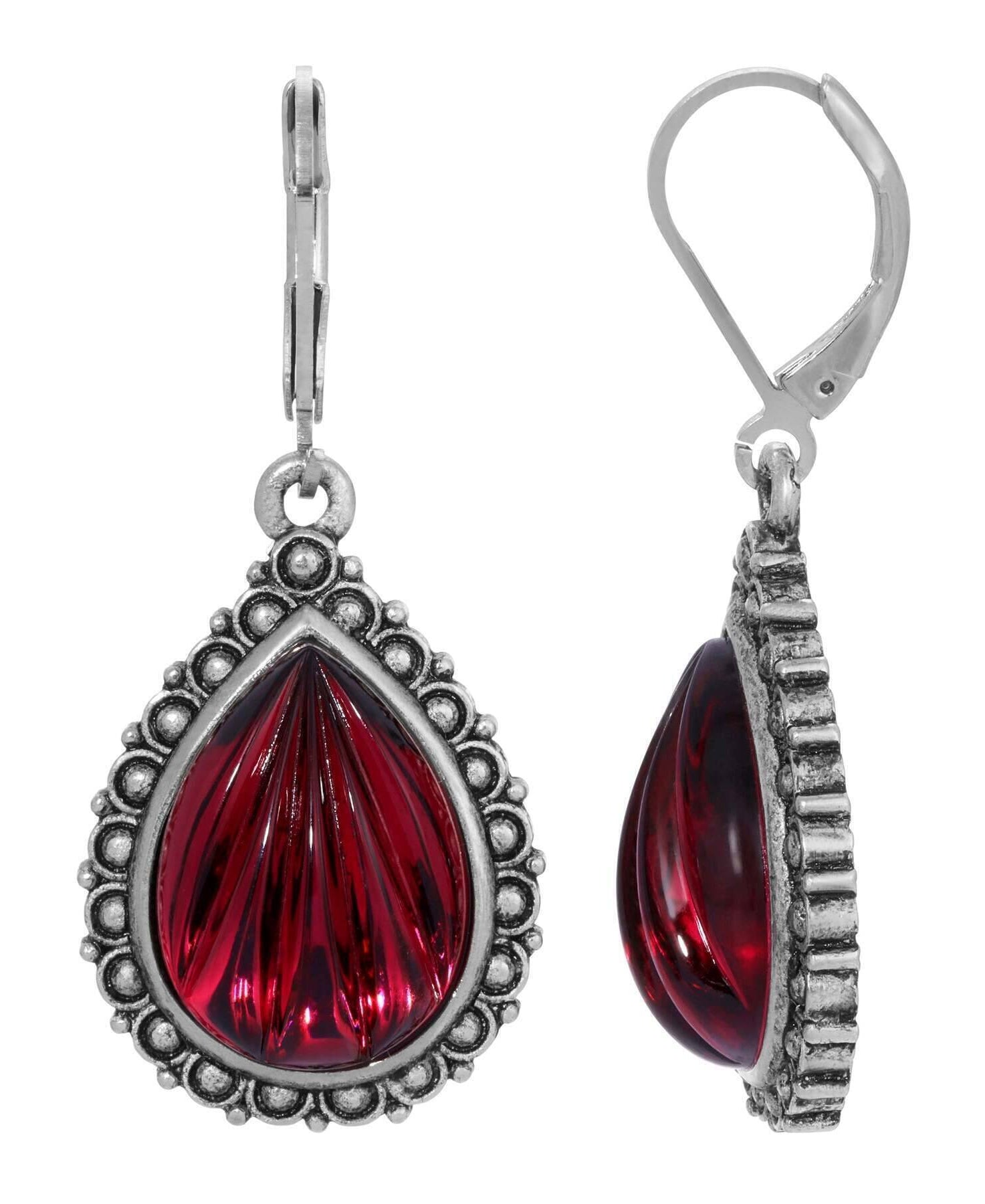 1928 Jewelry Moda Antiqued Teardrop Stone Drop Earrings