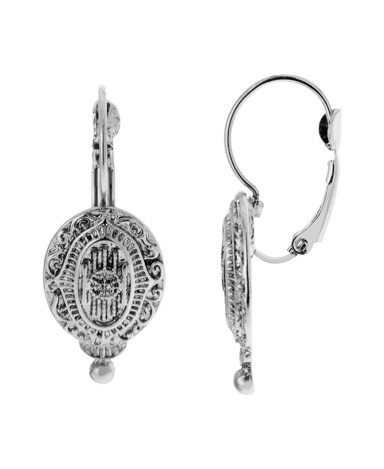 1928 Jewelry Baroque Insignia Oval Drop Earrings