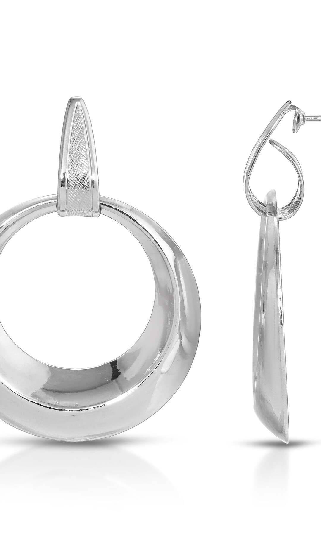 1928 Jewelry Round Polished Hoop Post Drop Earrings