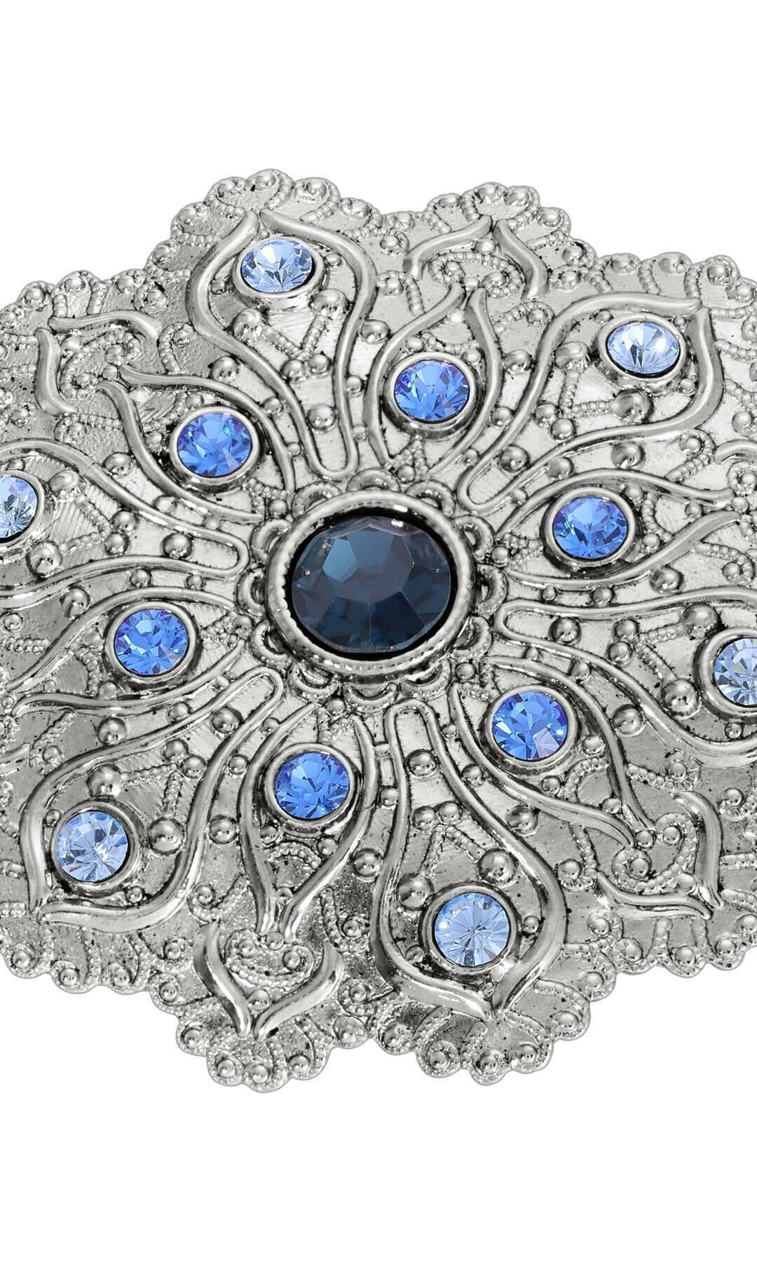 1928 Jewelry Imperial Silver Tone Flower Crystal Brooch