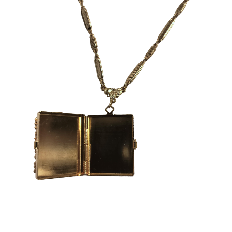 1928 Jewelry Ol' Family Album Stone Locket Necklace 28"