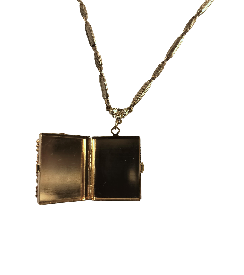 1928 Jewelry Ol' Family Album Stone Locket Necklace 28"