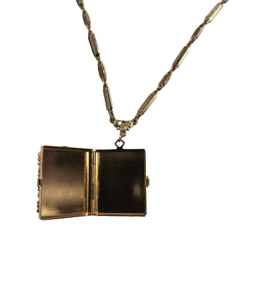 1928 Jewelry Ol' Family Album Stone Locket Necklace 28"