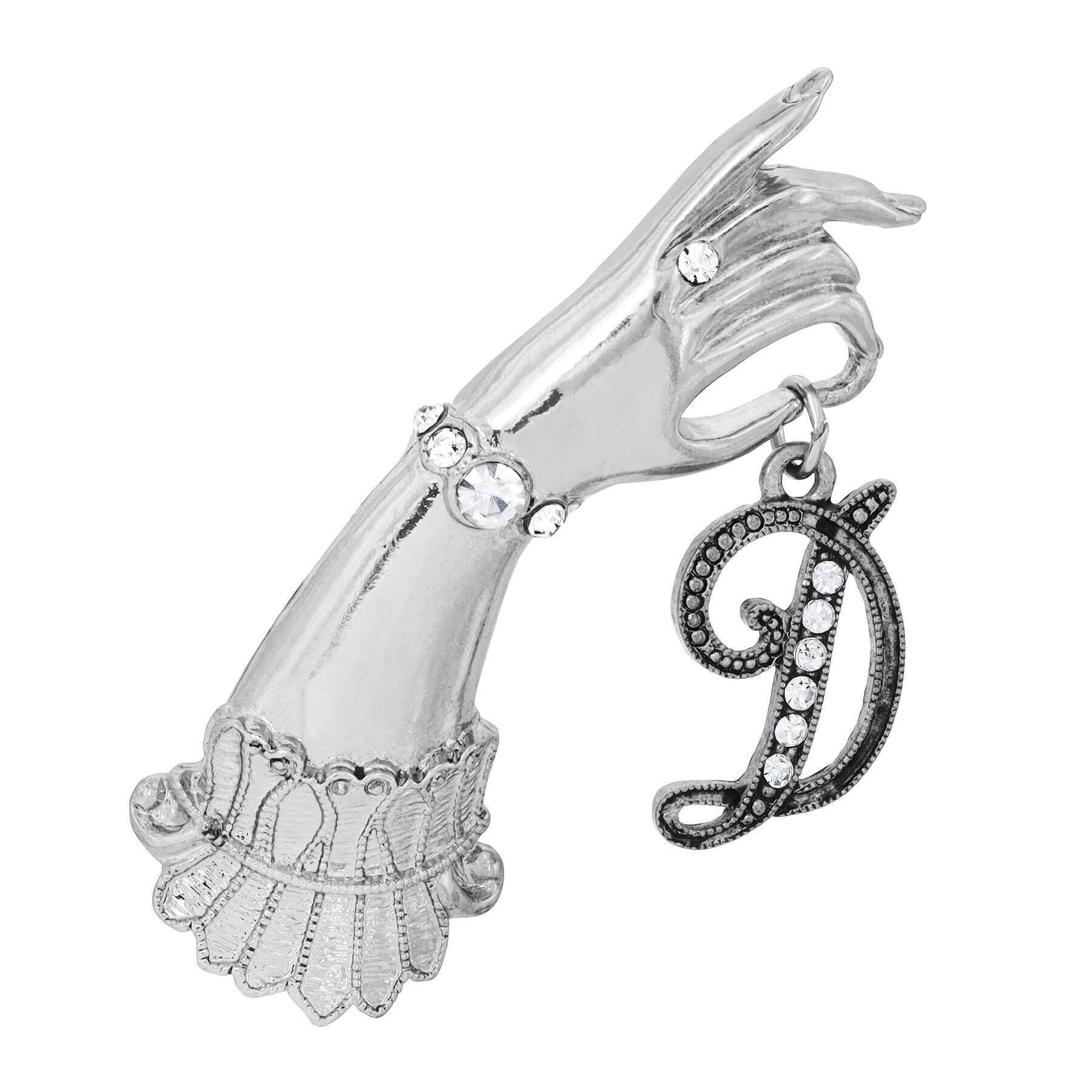 1928 Jewelry Belle Epoch Victorian Hand Model Crystal Initial Pin