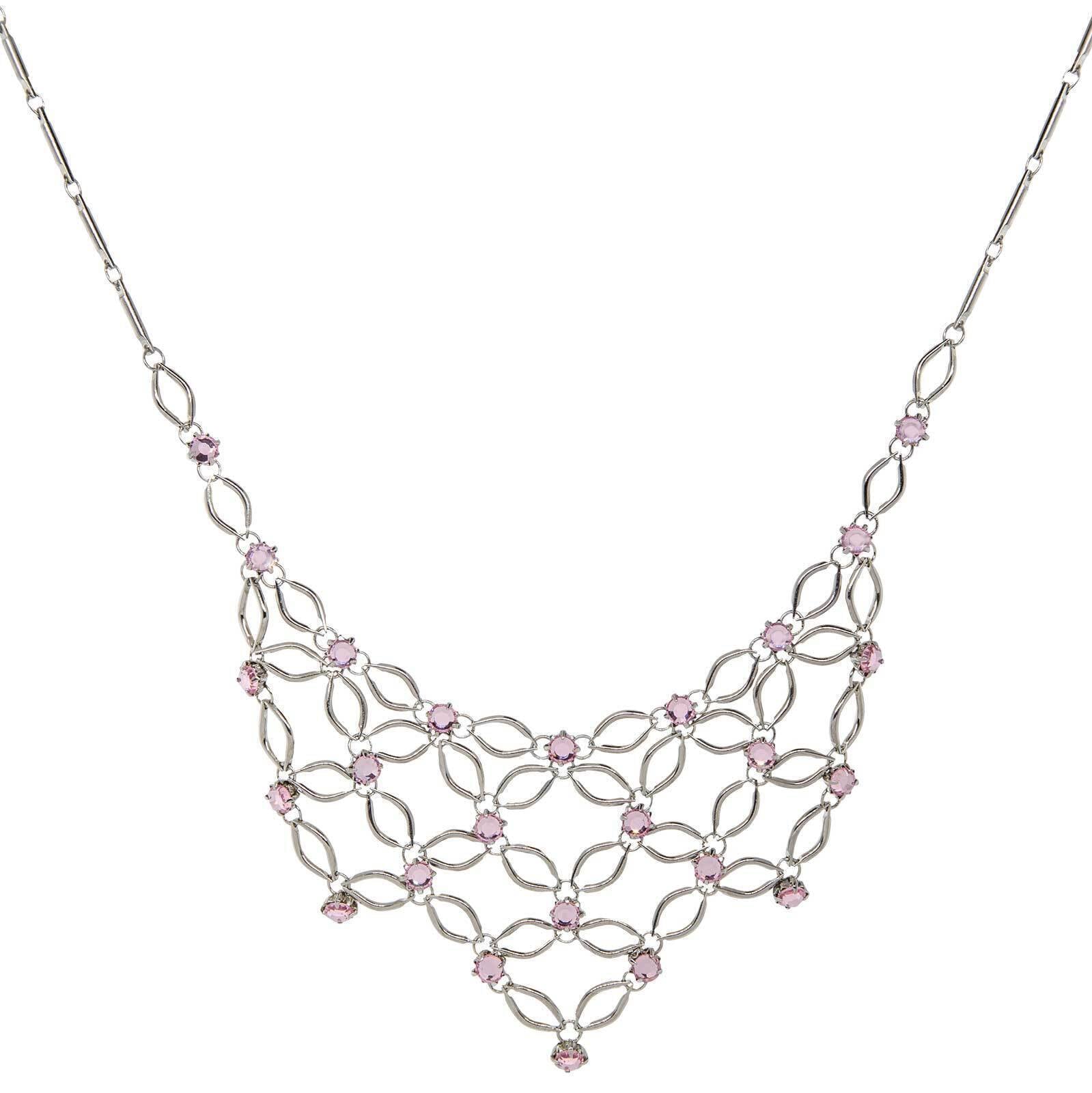 1928 Jewelry Bloom Crystal Statement Bib Necklace 16" + 3" Extender