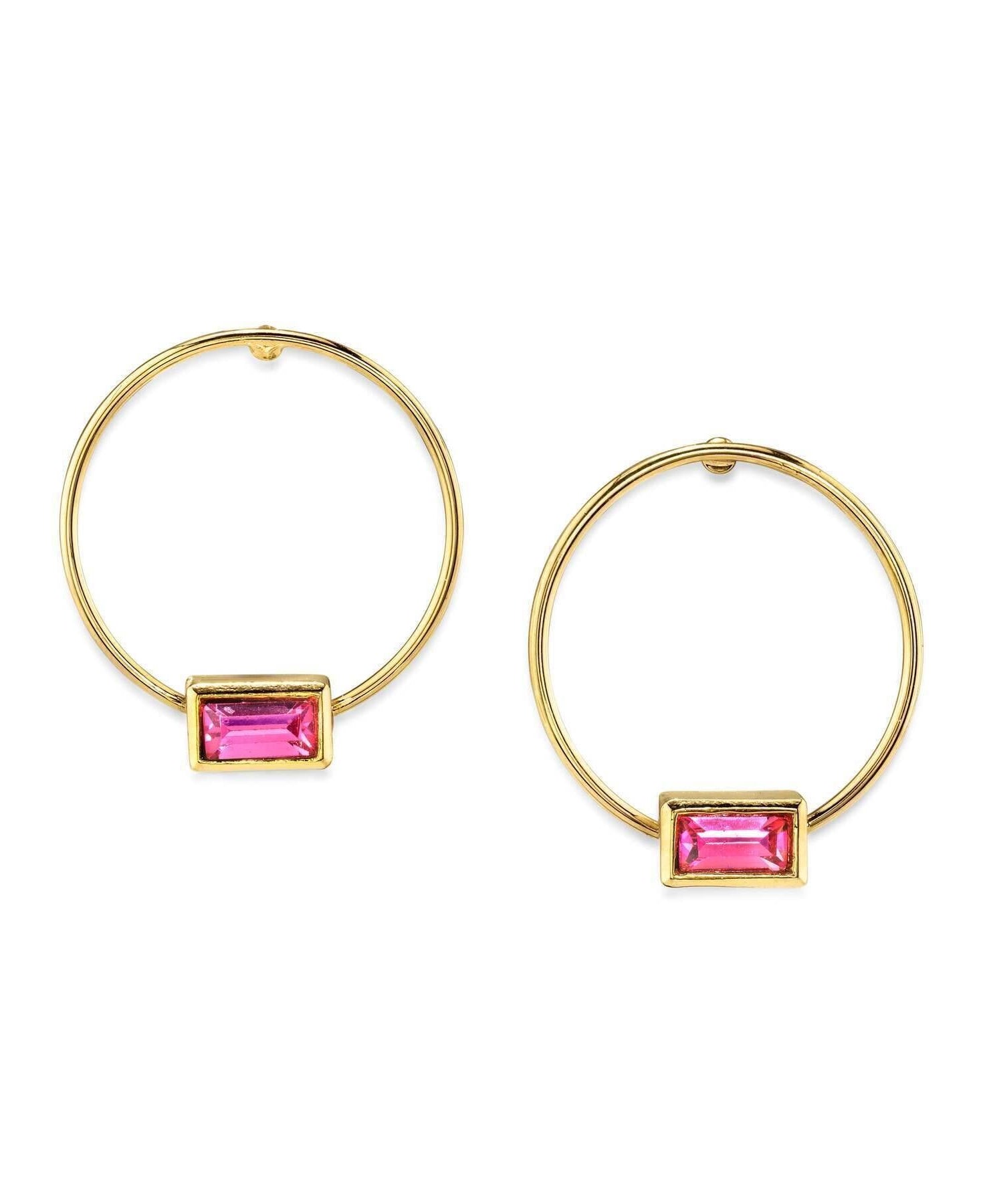 1928 Jewelry Rectangle Crystal Hoop Stainless Steel Post Earrings