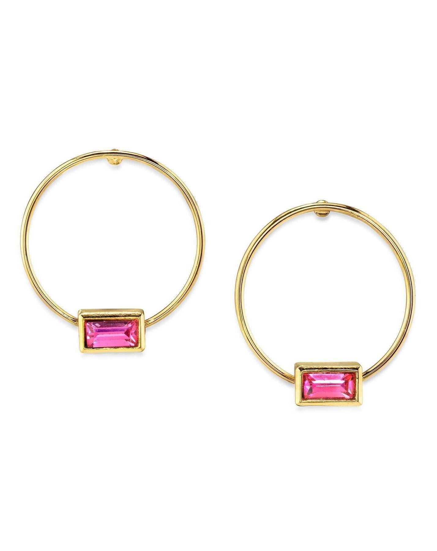 1928 Jewelry Rectangle Crystal Hoop Stainless Steel Post Earrings